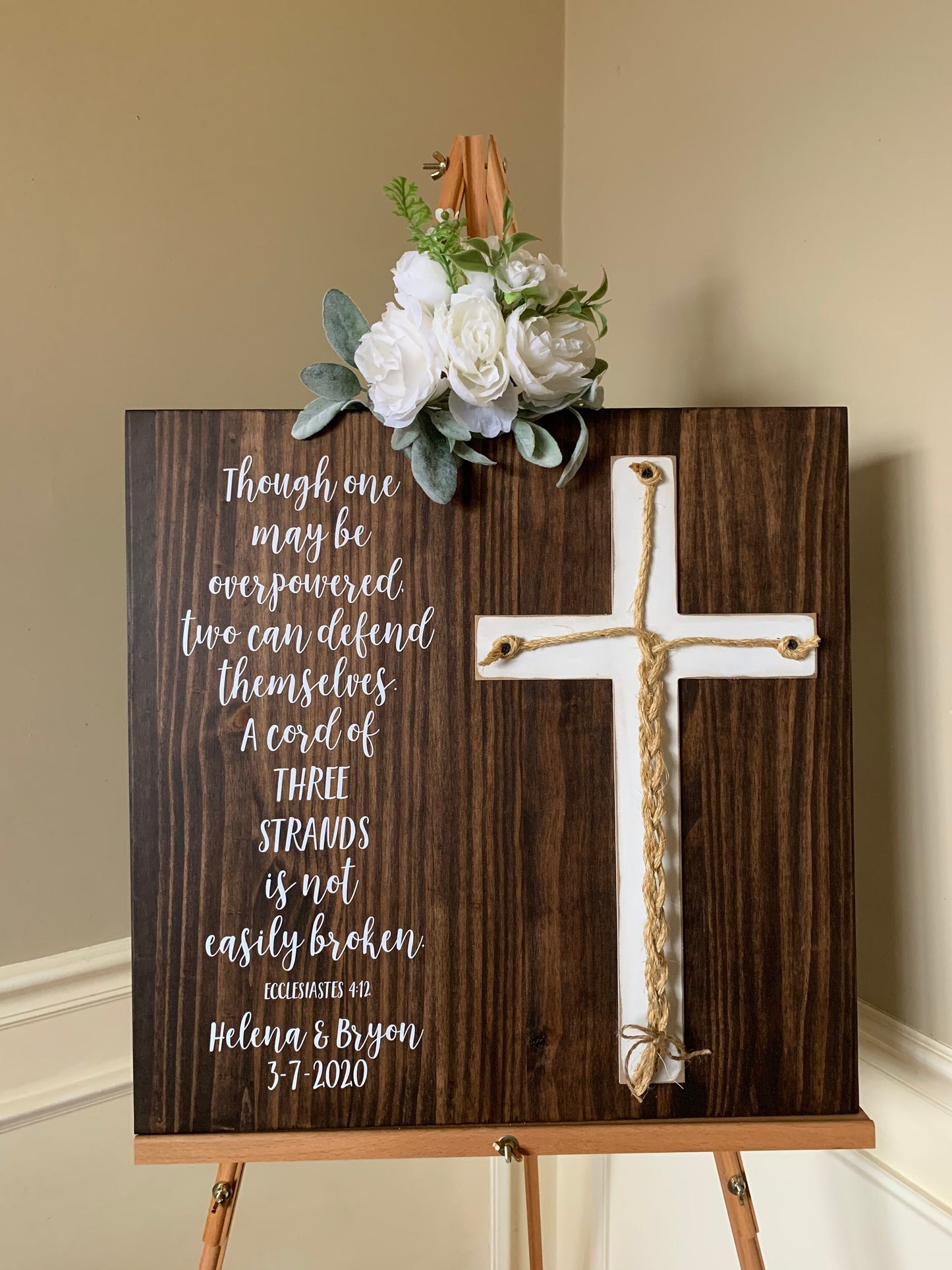 A Cord Of Three Strands Wedding Sign, Ceremony Sign, A Cord of 3 Strands, Ecclesiastes 4:9-12, Wedding Gift, Fall Wedding Decor, Cord Sign