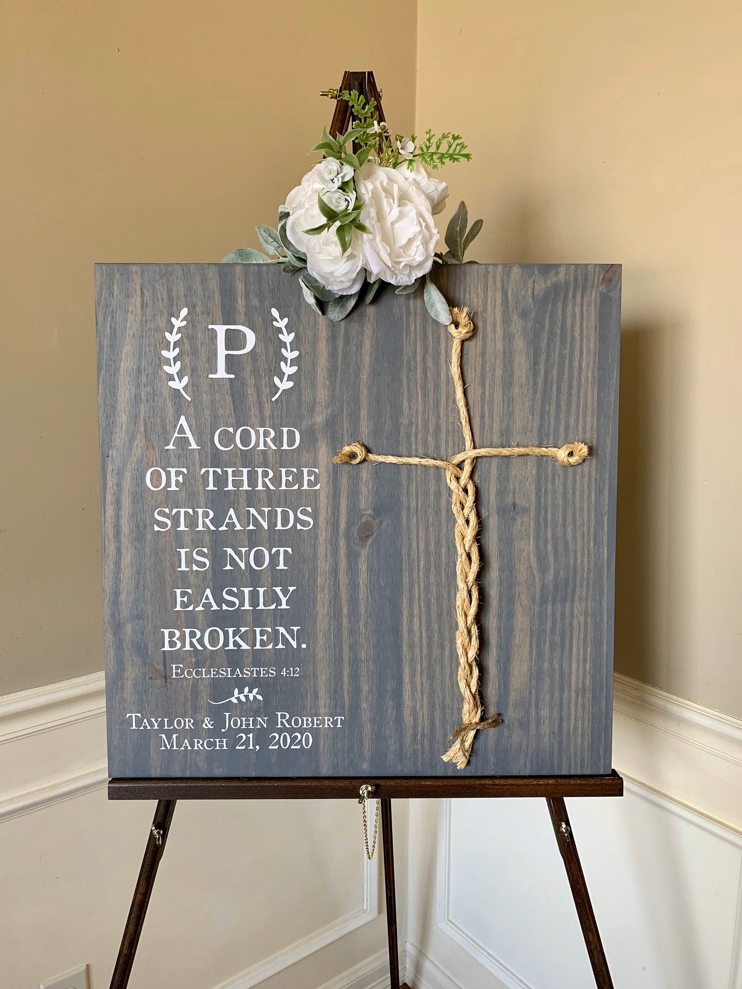 A Cord Of Three Strands Wedding Sign, Ceremony Sign, A Cord of 3 Strands, Ecclesiastes 4:9-12, Wedding Gift, Fall Wedding Decor, Cord Sign