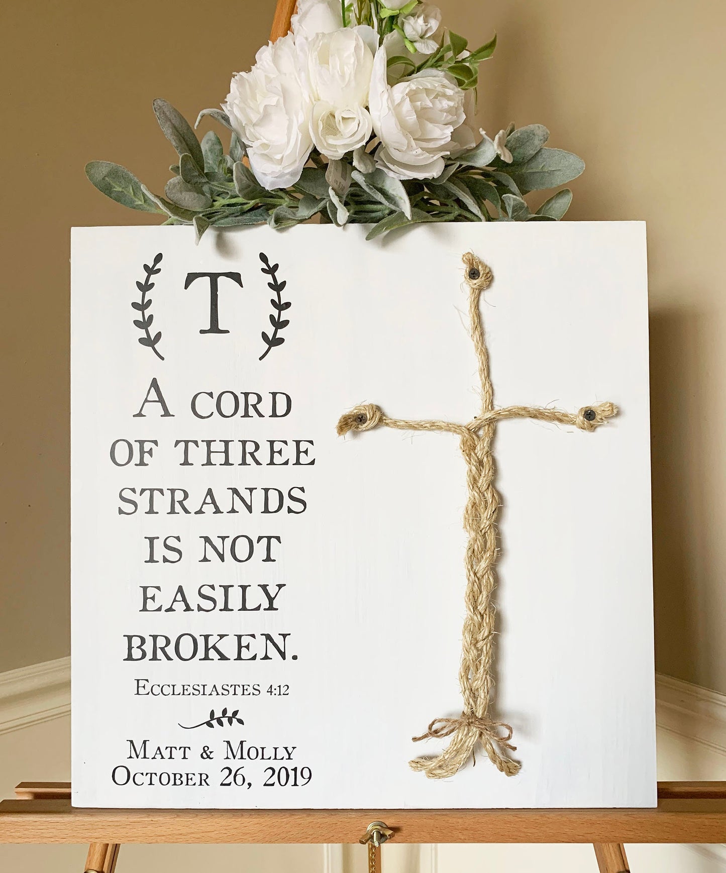 A Cord Of Three Strands Wedding Sign, Ceremony Sign, A Cord of 3 Strands, Ecclesiastes 4:9-12, Wedding Gift, Fall Wedding Decor, Cord Sign