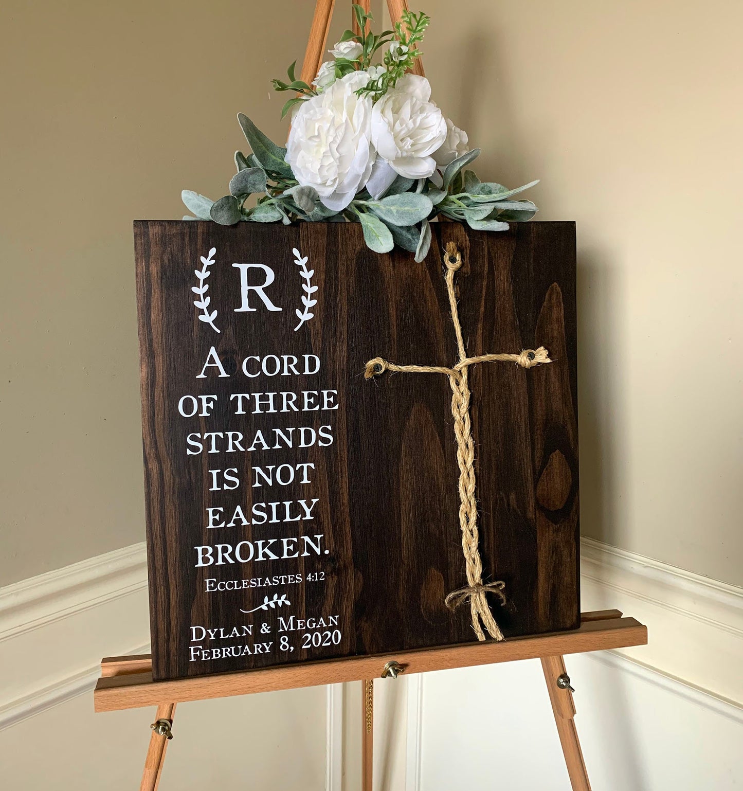 A Cord Of Three Strands Wedding Sign, Ceremony Sign, A Cord of 3 Strands, Ecclesiastes 4:9-12, Wedding Gift, Fall Wedding Decor, Cord Sign