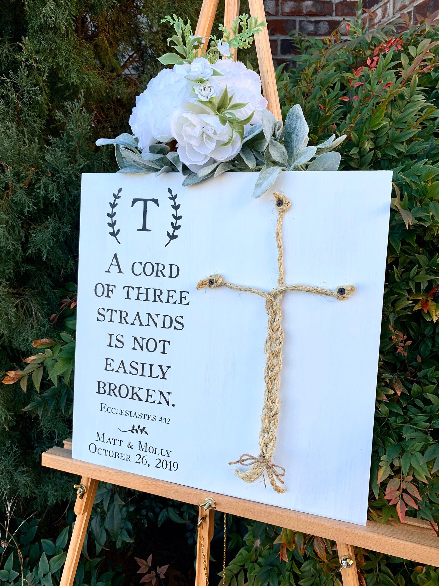 A Cord Of Three Strands Wedding Sign, Ceremony Sign, A Cord of 3 Strands, Ecclesiastes 4:9-12, Wedding Gift, Fall Wedding Decor, Cord Sign