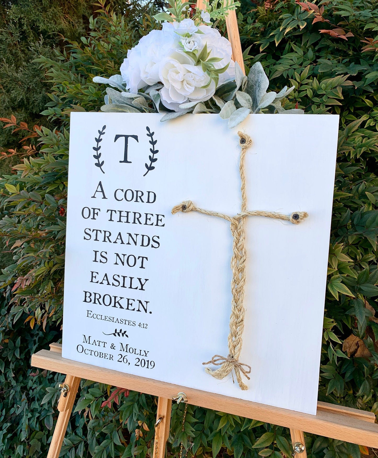 A Cord Of Three Strands Wedding Sign, Ceremony Sign, A Cord of 3 Strands, Ecclesiastes 4:9-12, Wedding Gift, Fall Wedding Decor, Cord Sign