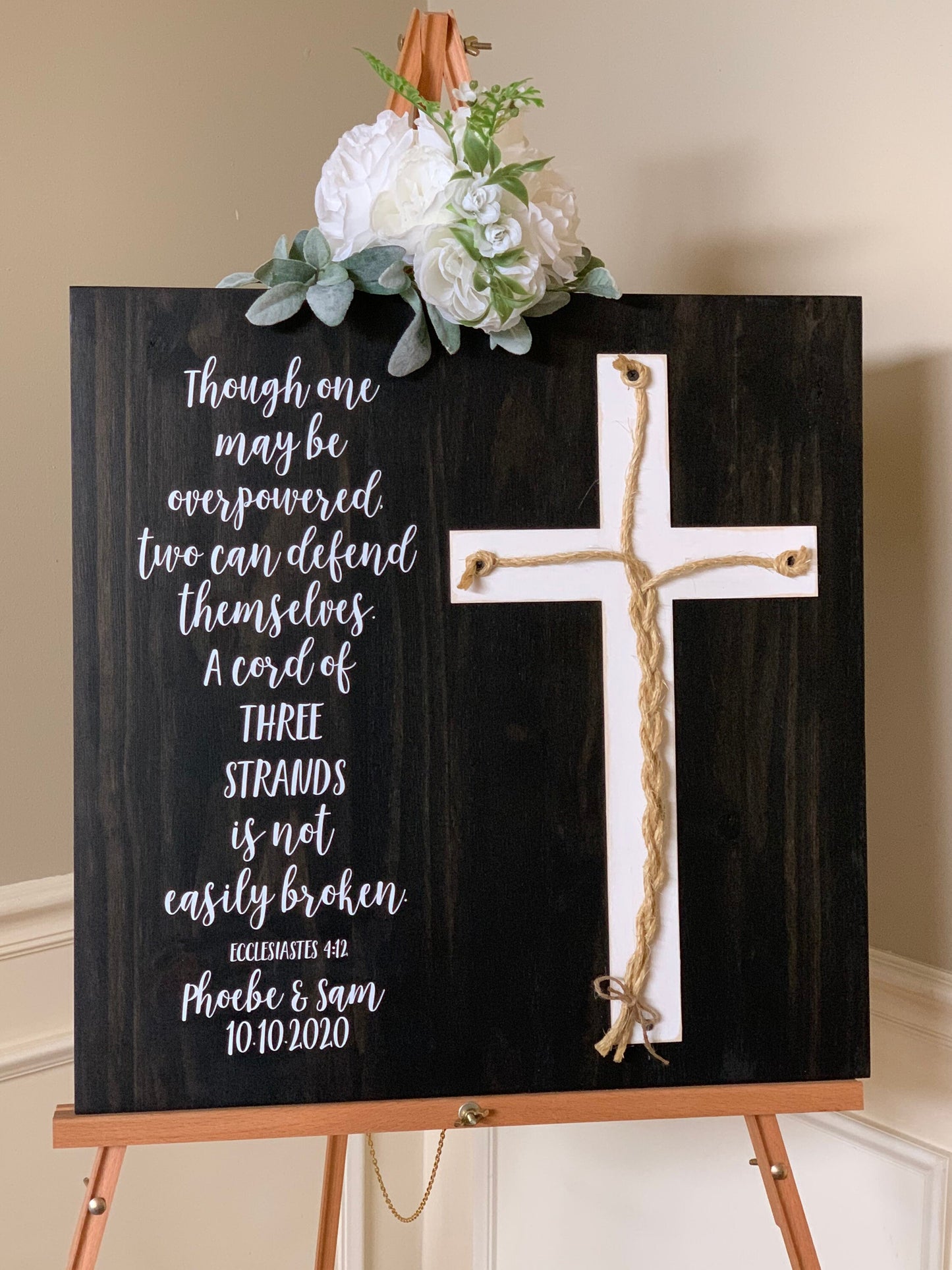 A Cord Of Three Strands Wedding Sign, Ceremony Sign, A Cord of 3 Strands, Ecclesiastes 4:9-12, Wedding Gift, Fall Wedding Decor, Cord Sign