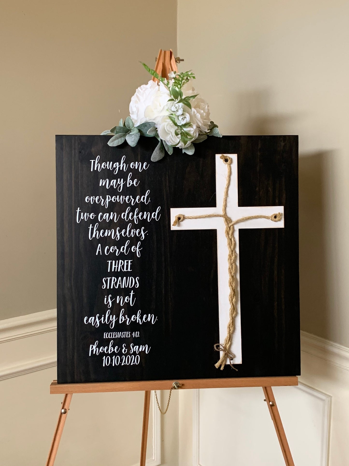 A Cord Of Three Strands Wedding Sign, Ceremony Sign, A Cord of 3 Strands, Ecclesiastes 4:9-12, Wedding Gift, Fall Wedding Decor, Cord Sign