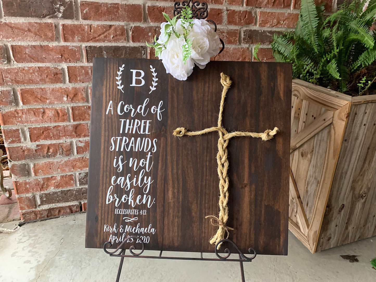 A Cord Of Three Strands Wedding Sign, Ceremony Sign, A Cord of 3 Strands, Ecclesiastes 4:9-12, Wedding Gift, Fall Wedding Decor, Cord Sign