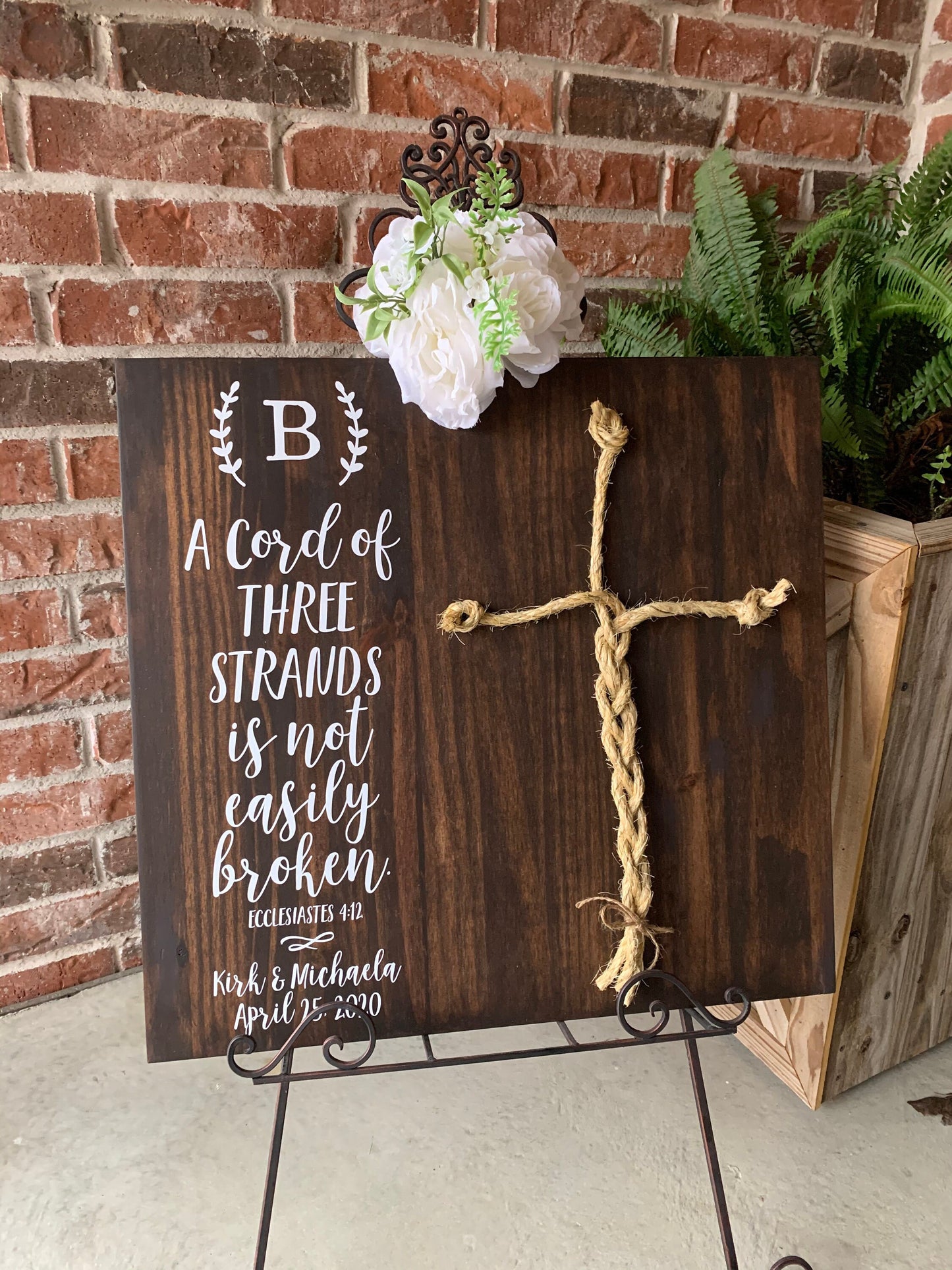 A Cord Of Three Strands Wedding Sign, Ceremony Sign, A Cord of 3 Strands, Ecclesiastes 4:9-12, Wedding Gift, Fall Wedding Decor, Cord Sign