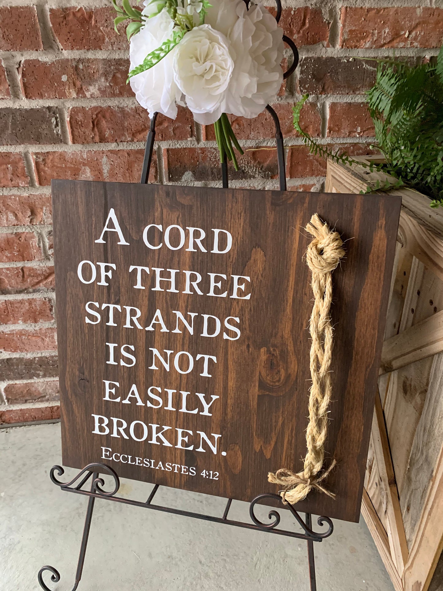 Christian Wedding Gift, A Cord of Three Strands is Not Easily Broken, Gift for Couple, Anniversary Gift