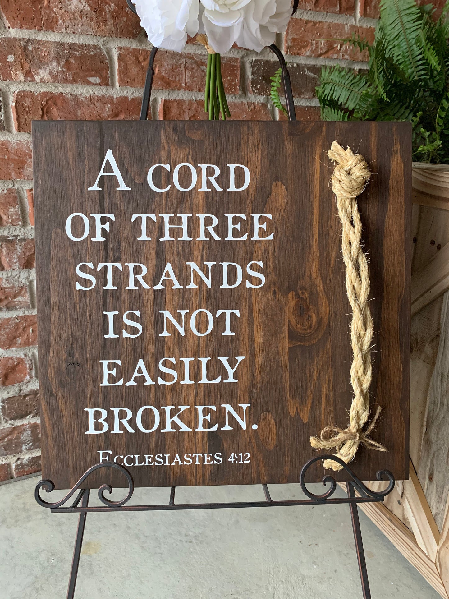 Christian Wedding Gift, A Cord of Three Strands is Not Easily Broken, Gift for Couple, Anniversary Gift