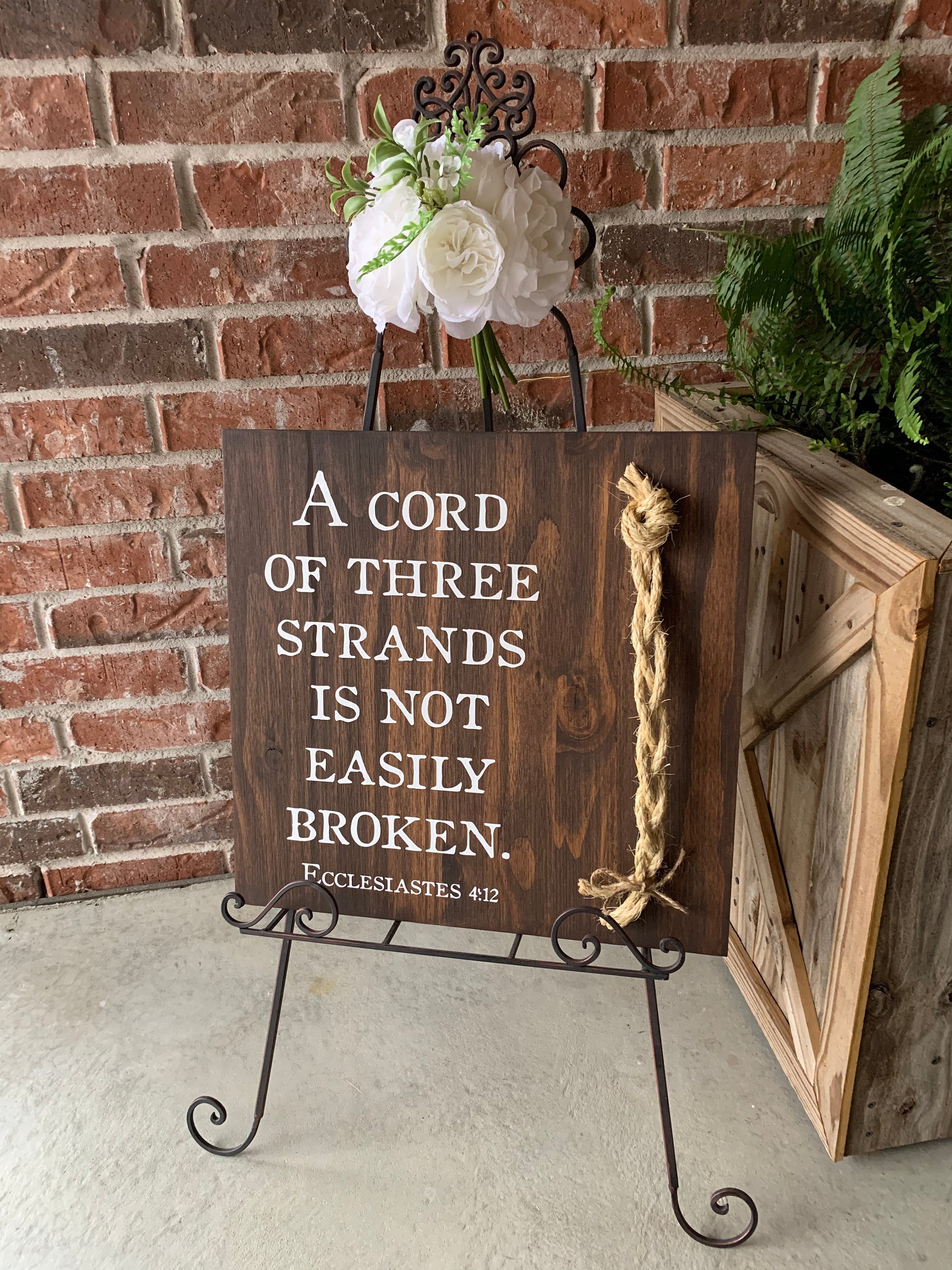 Christian Wedding Gift, A Cord of Three Strands is Not Easily Broken, Gift for Couple, Anniversary Gift