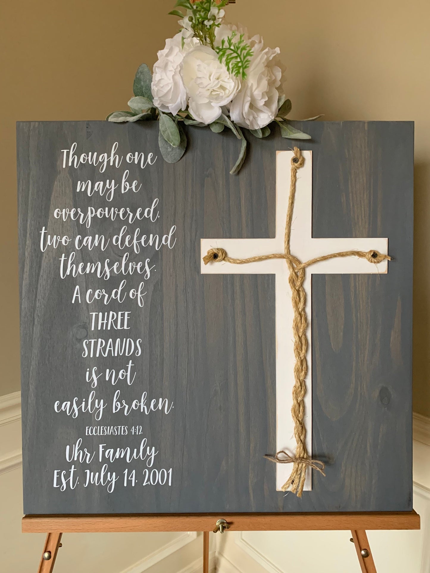 A Cord Of Three Strands Wedding Sign, Ceremony Sign, A Cord of 3 Strands, Ecclesiastes 4:9-12, Wedding Gift, Fall Wedding Decor, Cord Sign