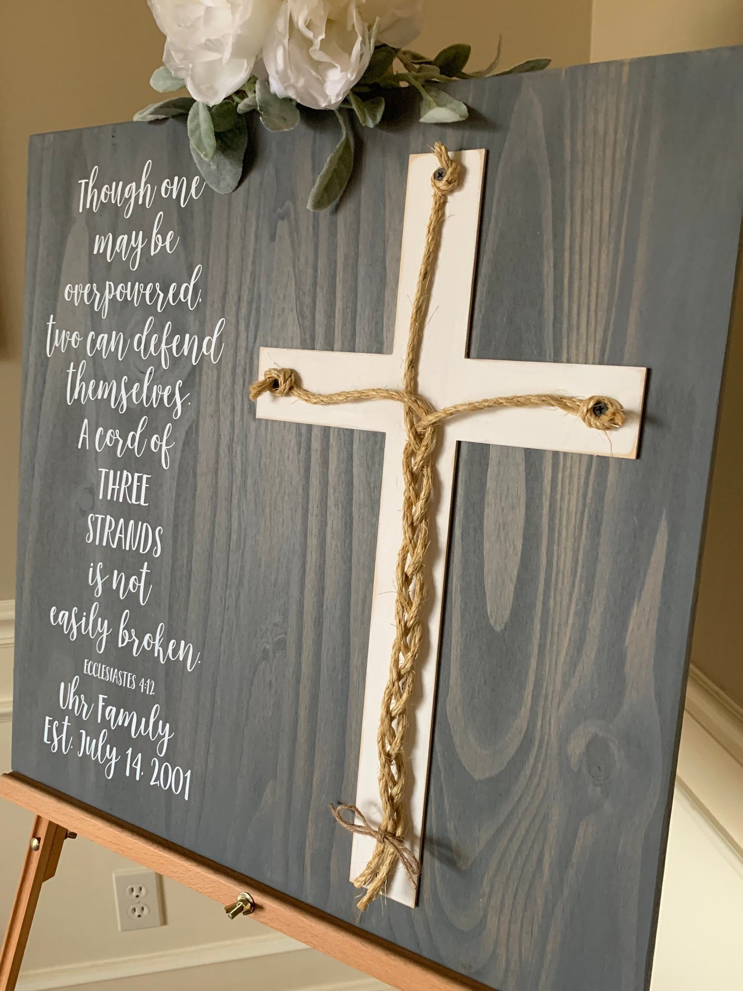 A Cord Of Three Strands Wedding Sign, Ceremony Sign, A Cord of 3 Strands, Ecclesiastes 4:9-12, Wedding Gift, Fall Wedding Decor, Cord Sign