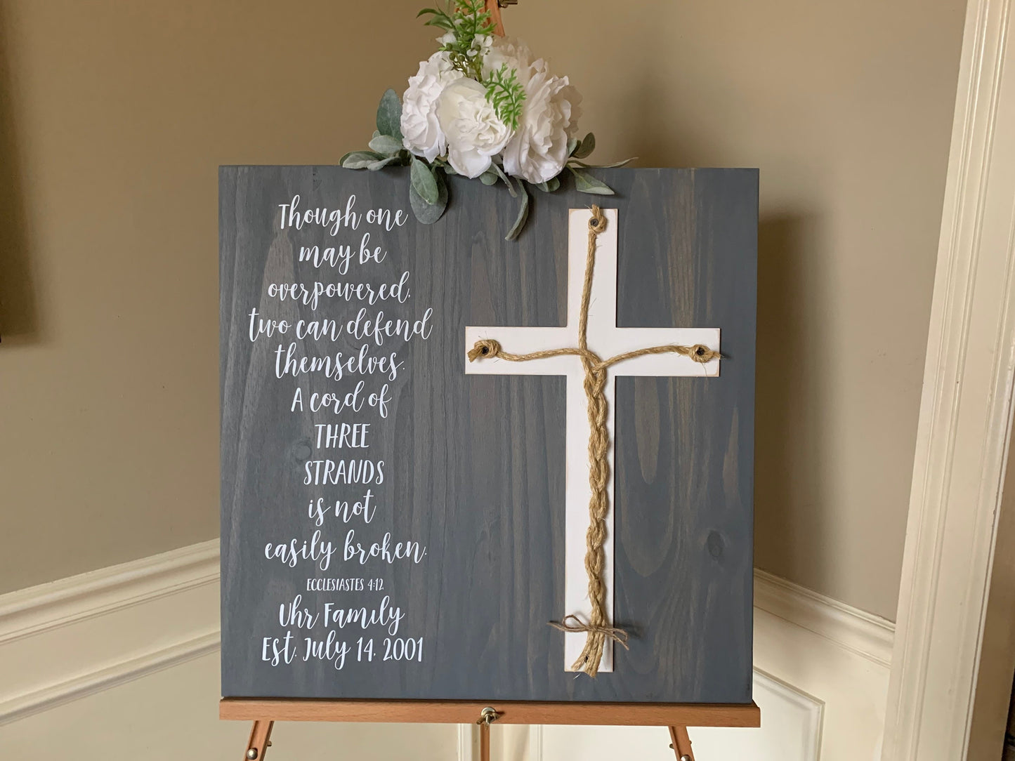 A Cord Of Three Strands Wedding Sign, Ceremony Sign, A Cord of 3 Strands, Ecclesiastes 4:9-12, Wedding Gift, Fall Wedding Decor, Cord Sign