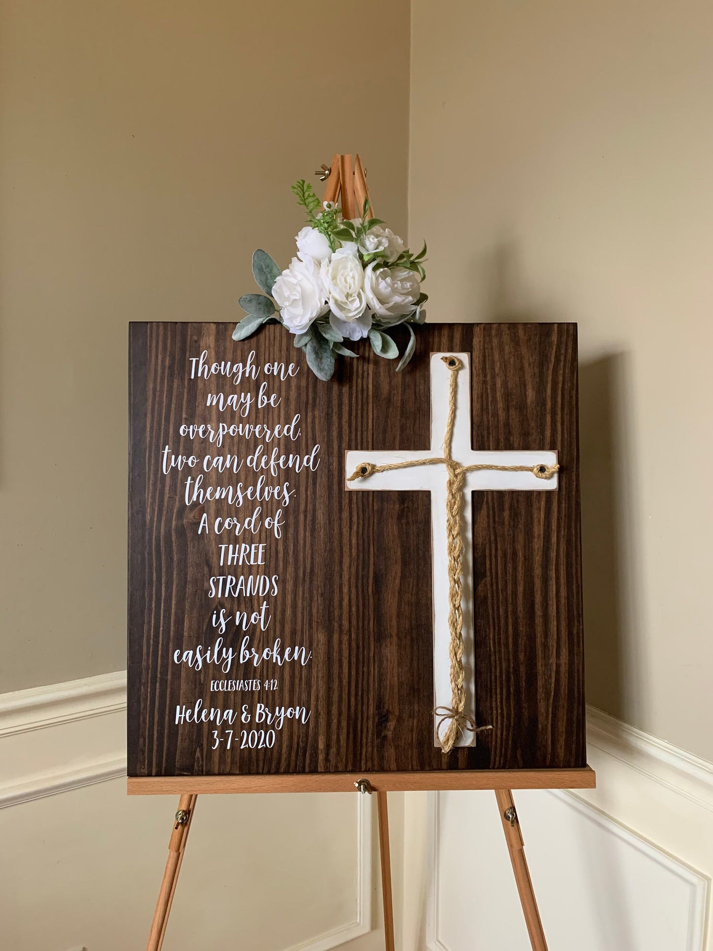 A Cord Of Three Strands Wedding Sign, Ceremony Sign, A Cord of 3 Strands, Ecclesiastes 4:9-12, Wedding Gift, Fall Wedding Decor, Cord Sign