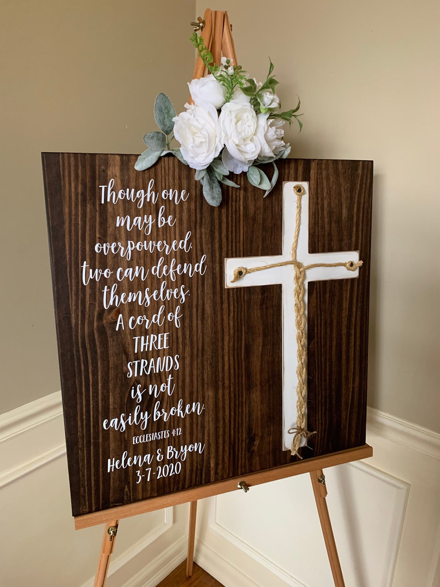 A Cord Of Three Strands Wedding Sign, Ceremony Sign, A Cord of 3 Strands, Ecclesiastes 4:9-12, Wedding Gift, Fall Wedding Decor, Cord Sign