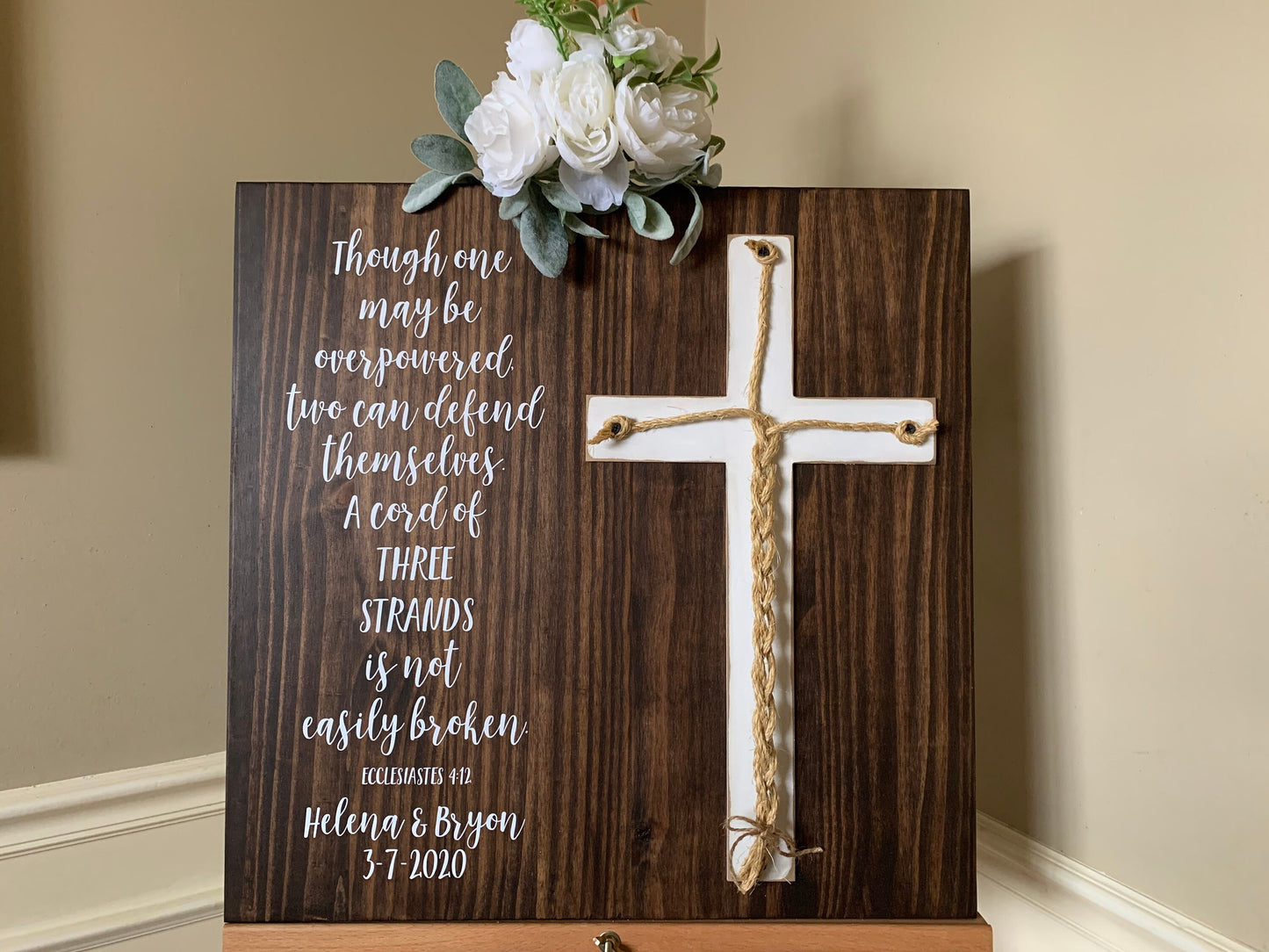 A Cord Of Three Strands Wedding Sign, Ceremony Sign, A Cord of 3 Strands, Ecclesiastes 4:9-12, Wedding Gift, Fall Wedding Decor, Cord Sign