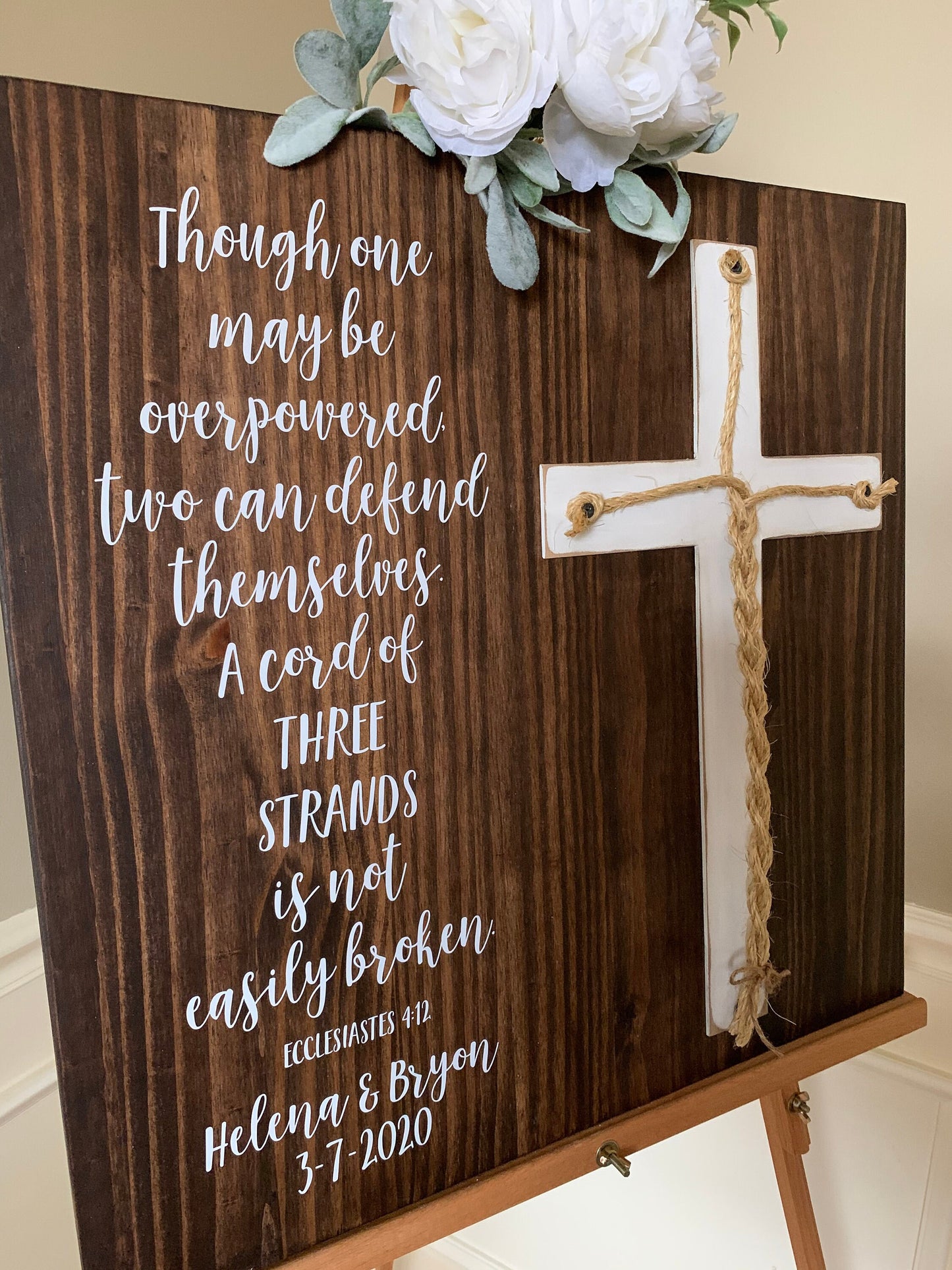 A Cord Of Three Strands Wedding Sign, Ceremony Sign, A Cord of 3 Strands, Ecclesiastes 4:9-12, Wedding Gift, Fall Wedding Decor, Cord Sign