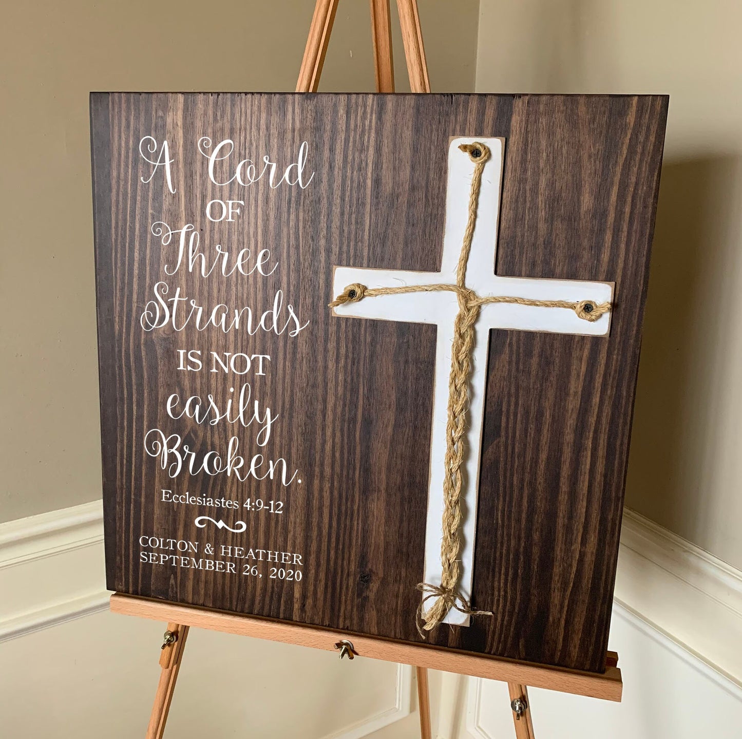 A Cord Of Three Strands Wedding Sign, Ceremony Sign, A Cord of 3 Strands, Ecclesiastes 4:9-12, Wedding Gift, Fall Wedding Decor, Cord Sign