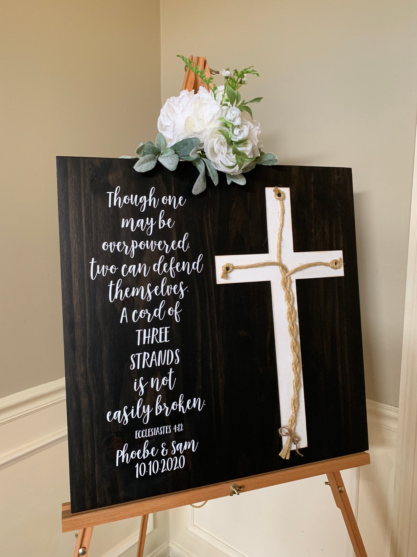 A Cord Of Three Strands Wedding Sign, Ceremony Sign, A Cord of 3 Strands, Ecclesiastes 4:9-12, Wedding Gift, Fall Wedding Decor, Cord Sign