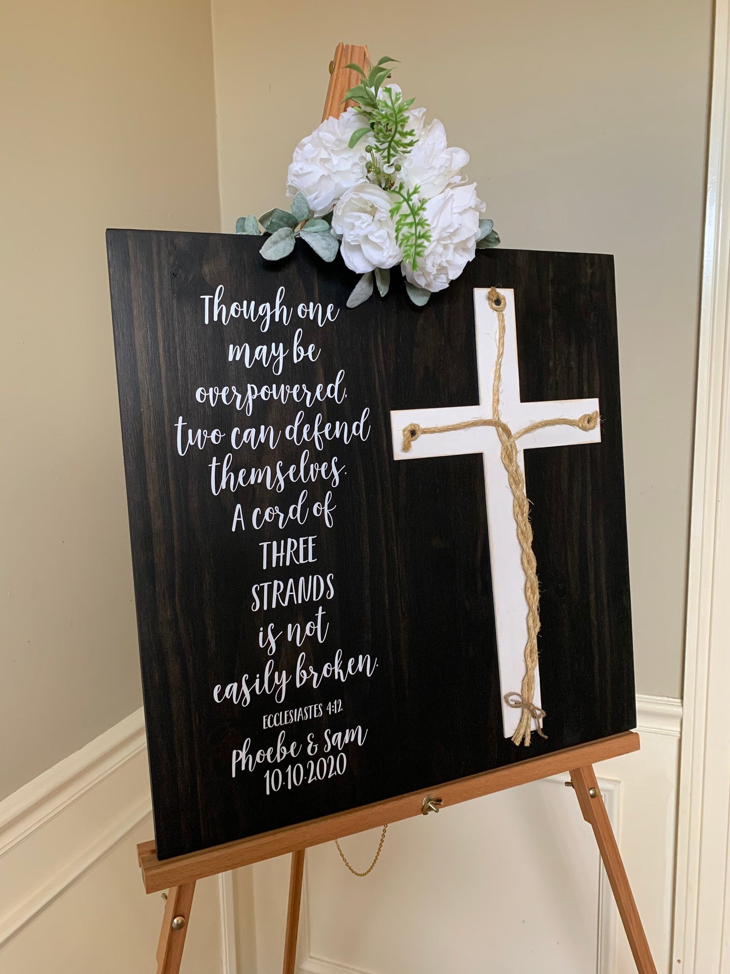 A Cord Of Three Strands Wedding Sign, Ceremony Sign, A Cord of 3 Strands, Ecclesiastes 4:9-12, Wedding Gift, Fall Wedding Decor, Cord Sign