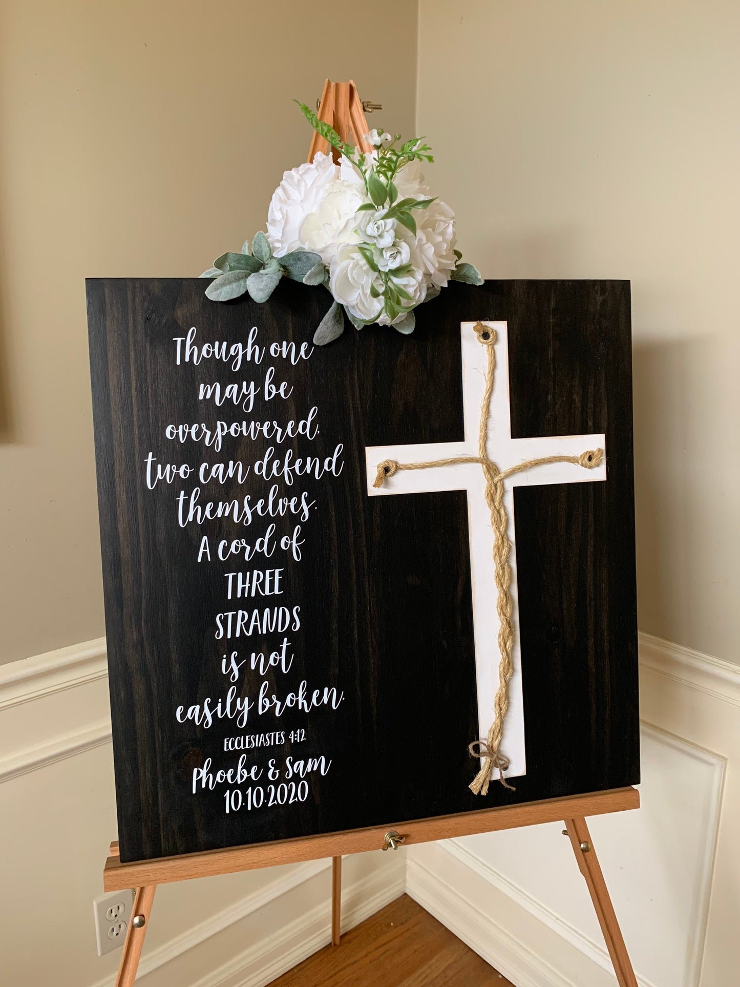 A Cord Of Three Strands Wedding Sign, Ceremony Sign, A Cord of 3 Strands, Ecclesiastes 4:9-12, Wedding Gift, Fall Wedding Decor, Cord Sign