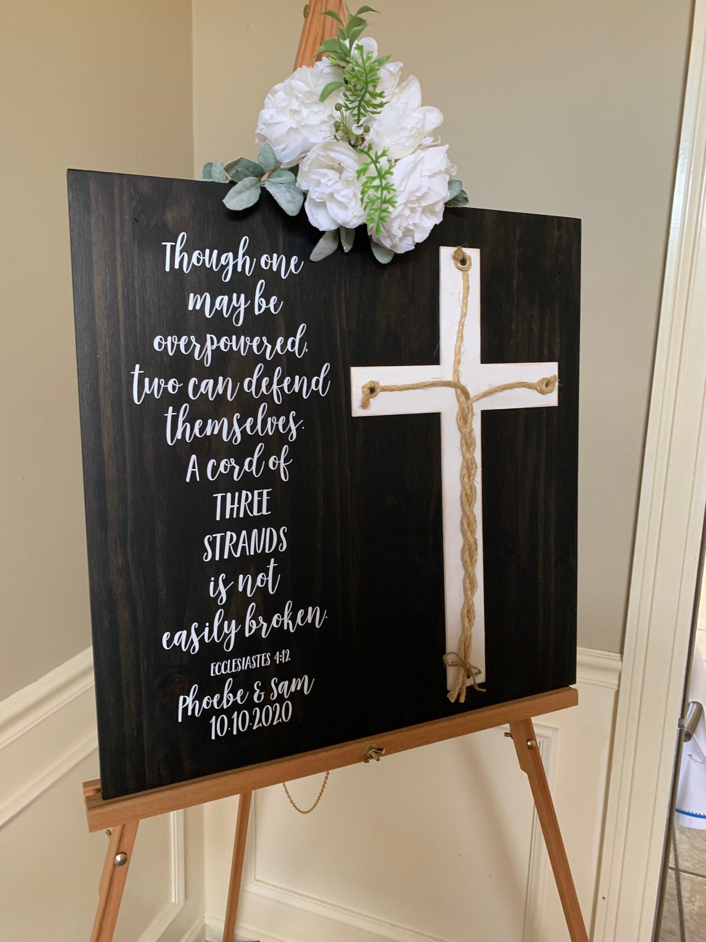 A Cord Of Three Strands Wedding Sign, Ceremony Sign, A Cord of 3 Strands, Ecclesiastes 4:9-12, Wedding Gift, Fall Wedding Decor, Cord Sign