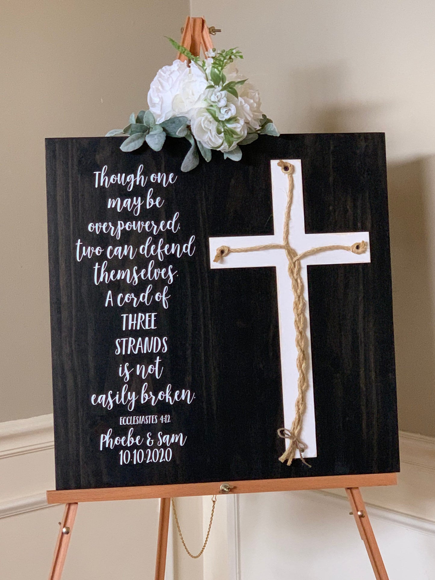 A Cord Of Three Strands Wedding Sign, Ceremony Sign, A Cord of 3 Strands, Ecclesiastes 4:9-12, Wedding Gift, Fall Wedding Decor, Cord Sign