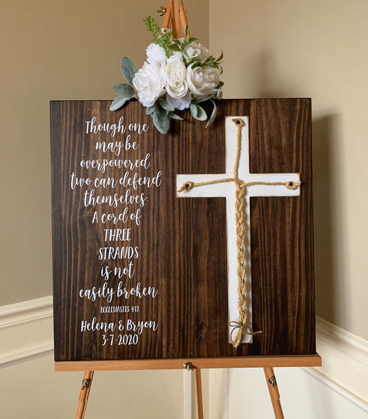 A Cord Of Three Strands Wedding Sign, Ceremony Sign, A Cord of 3 Strands, Ecclesiastes 4:9-12, Wedding Gift, Fall Wedding Decor, Cord Sign