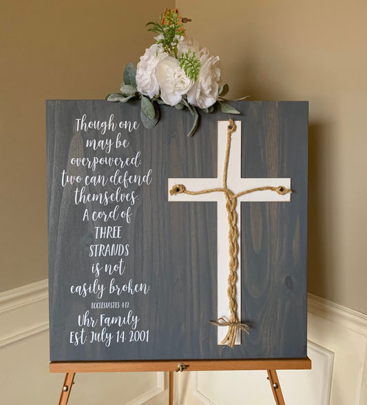 A Cord Of Three Strands Wedding Sign, Ceremony Sign, A Cord of 3 Strands, Ecclesiastes 4:9-12, Wedding Gift, Fall Wedding Decor, Cord Sign