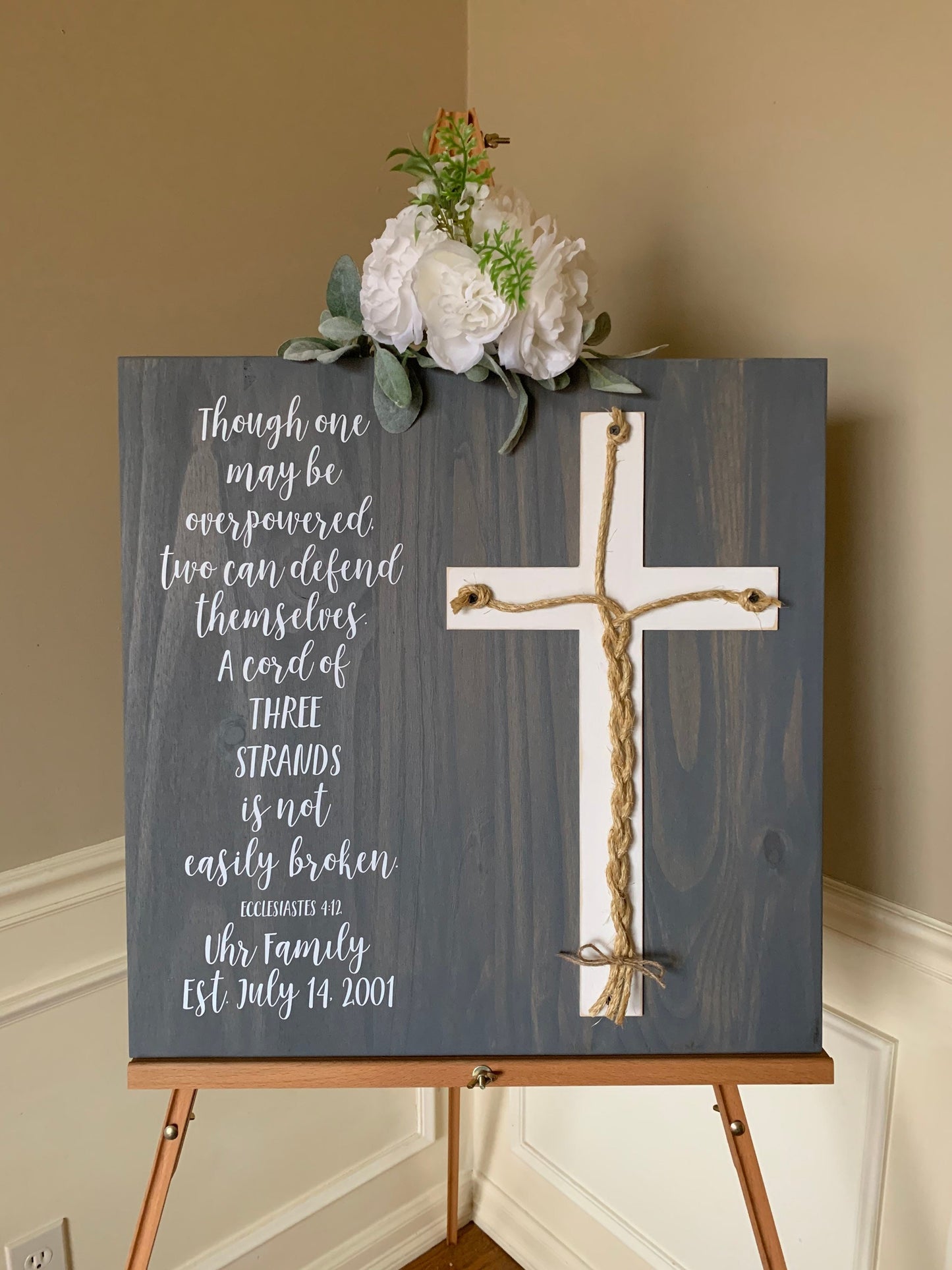 A Cord Of Three Strands Wedding Sign, Ceremony Sign, A Cord of 3 Strands, Ecclesiastes 4:9-12, Wedding Gift, Fall Wedding Decor, Cord Sign