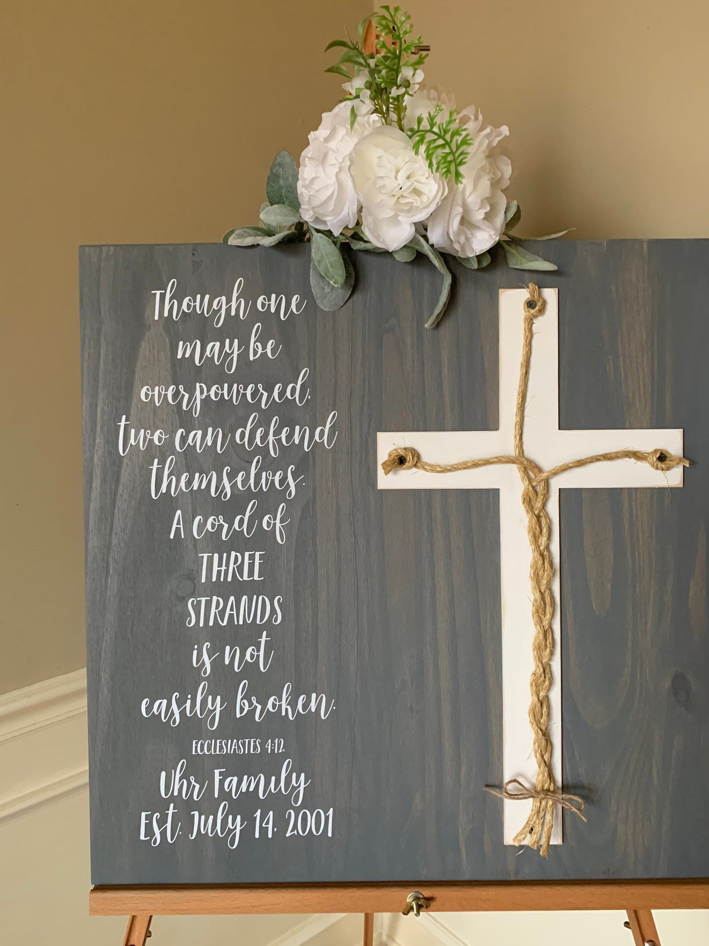 A Cord Of Three Strands Wedding Sign, Ceremony Sign, A Cord of 3 Strands, Ecclesiastes 4:9-12, Wedding Gift, Fall Wedding Decor, Cord Sign