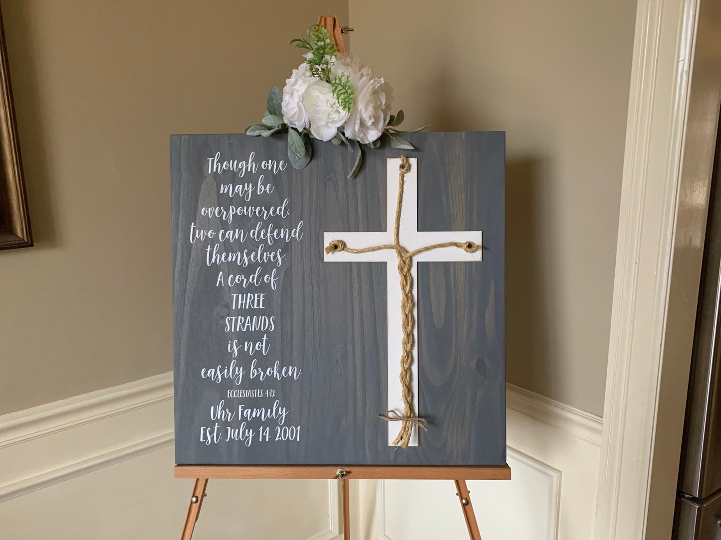 A Cord Of Three Strands Wedding Sign, Ceremony Sign, A Cord of 3 Strands, Ecclesiastes 4:9-12, Wedding Gift, Fall Wedding Decor, Cord Sign