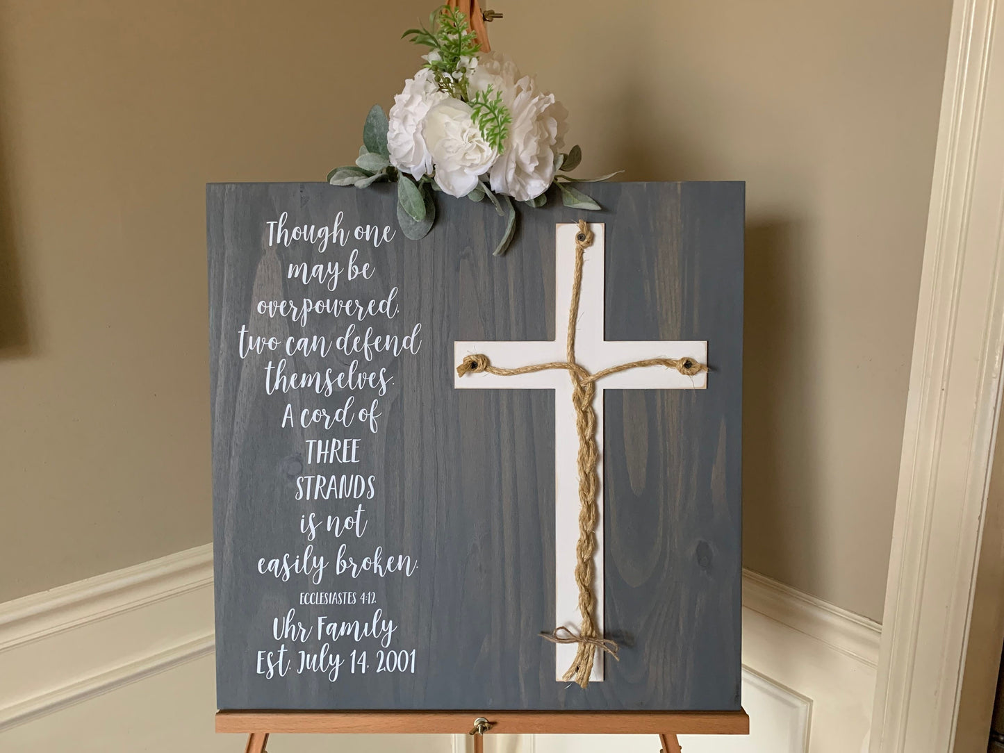 A Cord Of Three Strands Wedding Sign, Ceremony Sign, A Cord of 3 Strands, Ecclesiastes 4:9-12, Wedding Gift, Fall Wedding Decor, Cord Sign