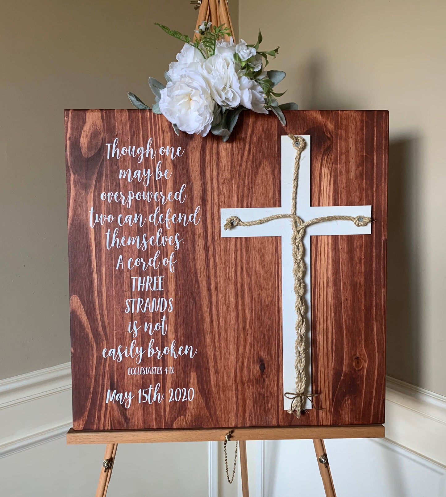 A Cord Of Three Strands Wedding Sign, Ceremony Sign, A Cord of 3 Strands, Ecclesiastes 4:9-12, Wedding Gift, Fall Wedding Decor, Cord Sign