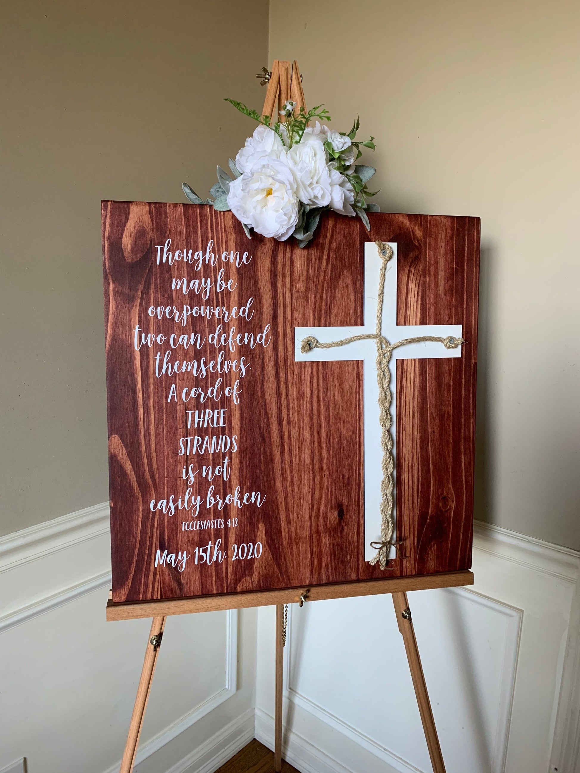 A Cord Of Three Strands Wedding Sign, Ceremony Sign, A Cord of 3 Strands, Ecclesiastes 4:9-12, Wedding Gift, Fall Wedding Decor, Cord Sign