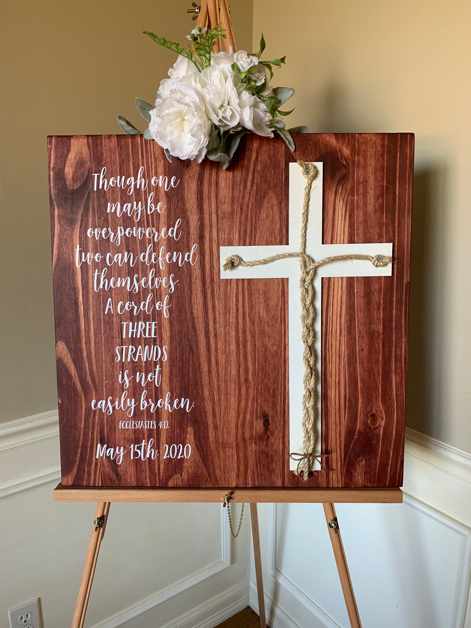 A Cord Of Three Strands Wedding Sign, Ceremony Sign, A Cord of 3 Strands, Ecclesiastes 4:9-12, Wedding Gift, Fall Wedding Decor, Cord Sign