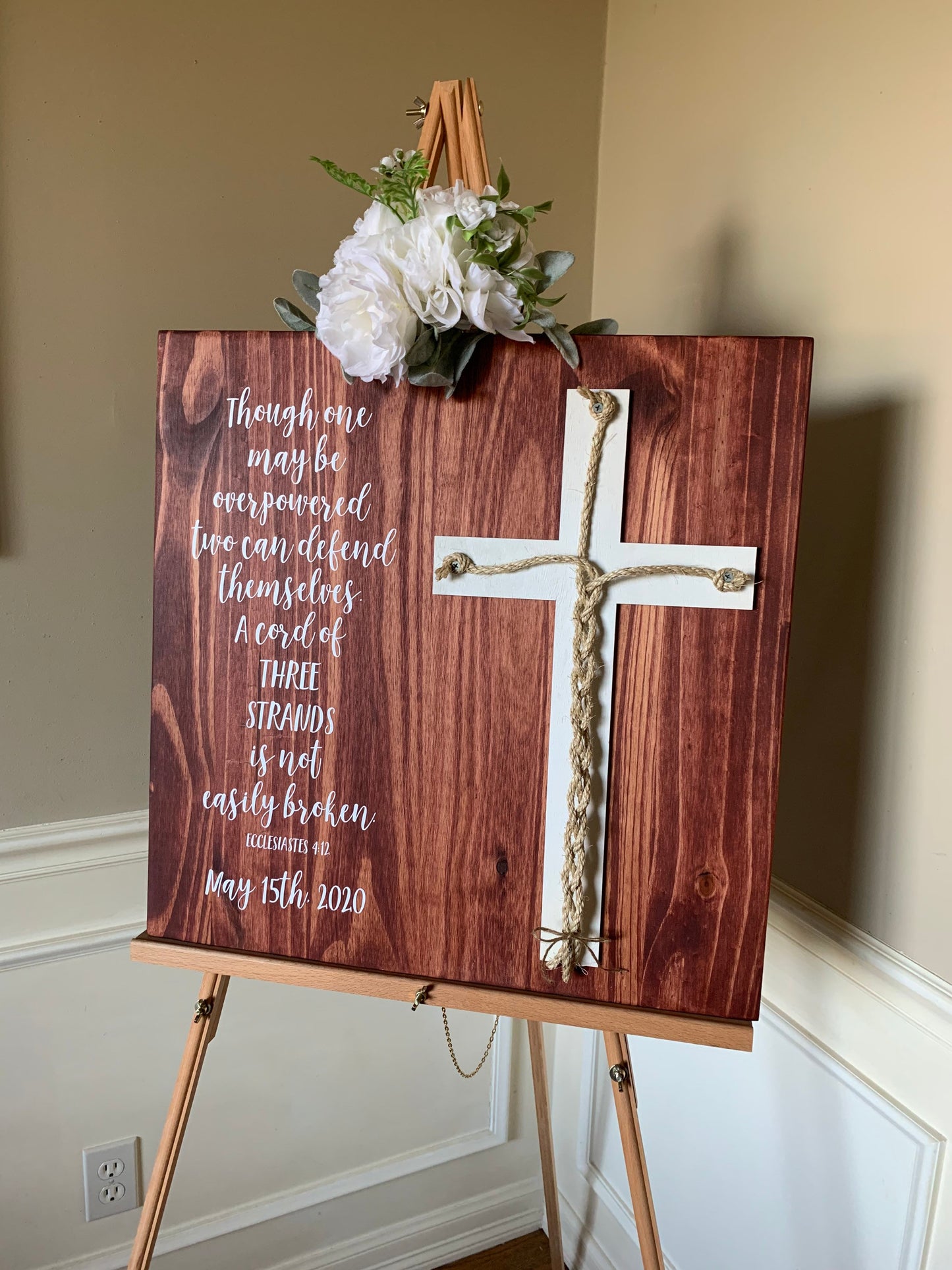 A Cord Of Three Strands Wedding Sign, Ceremony Sign, A Cord of 3 Strands, Ecclesiastes 4:9-12, Wedding Gift, Fall Wedding Decor, Cord Sign