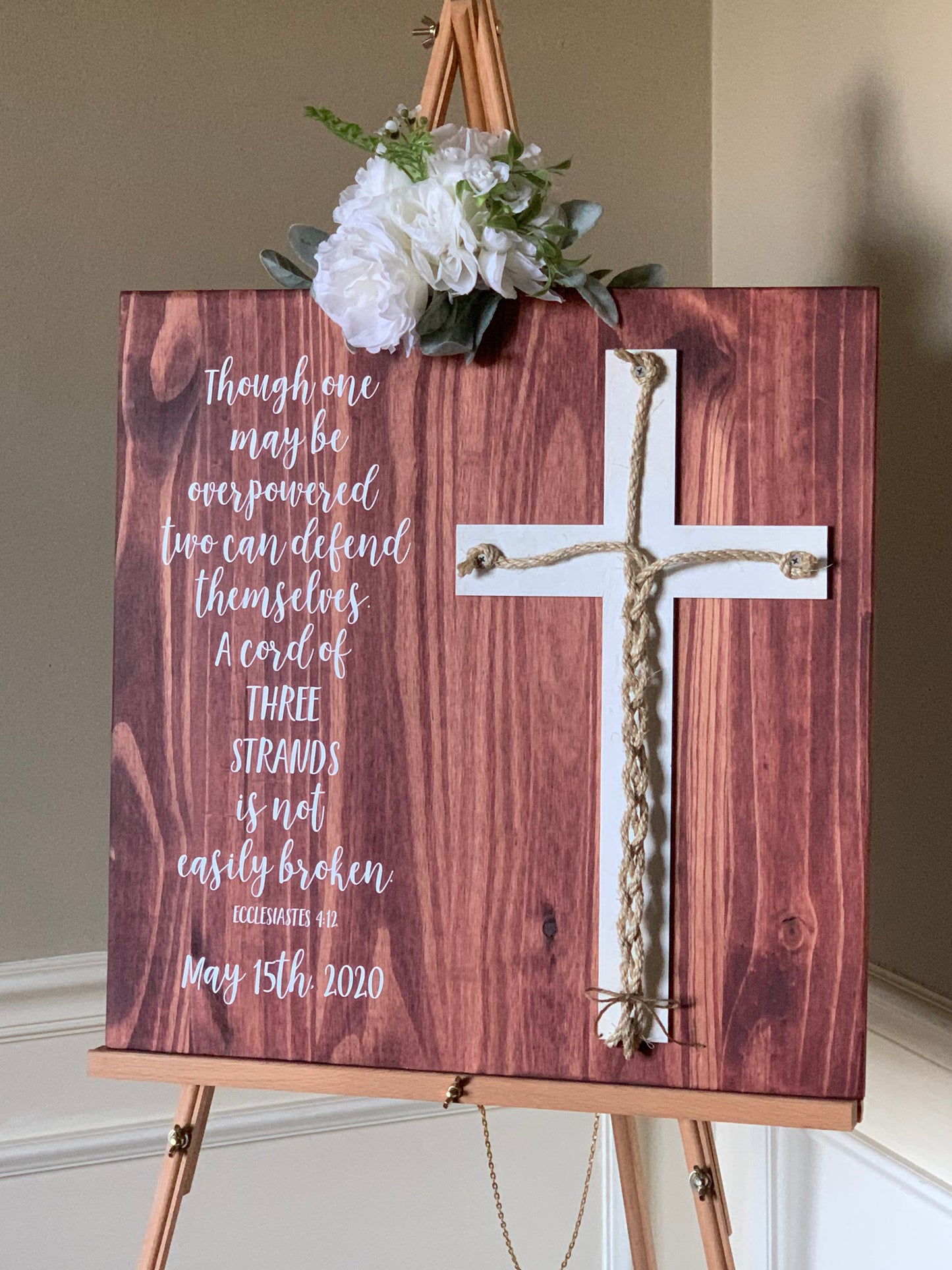 A Cord Of Three Strands Wedding Sign, Ceremony Sign, A Cord of 3 Strands, Ecclesiastes 4:9-12, Wedding Gift, Fall Wedding Decor, Cord Sign