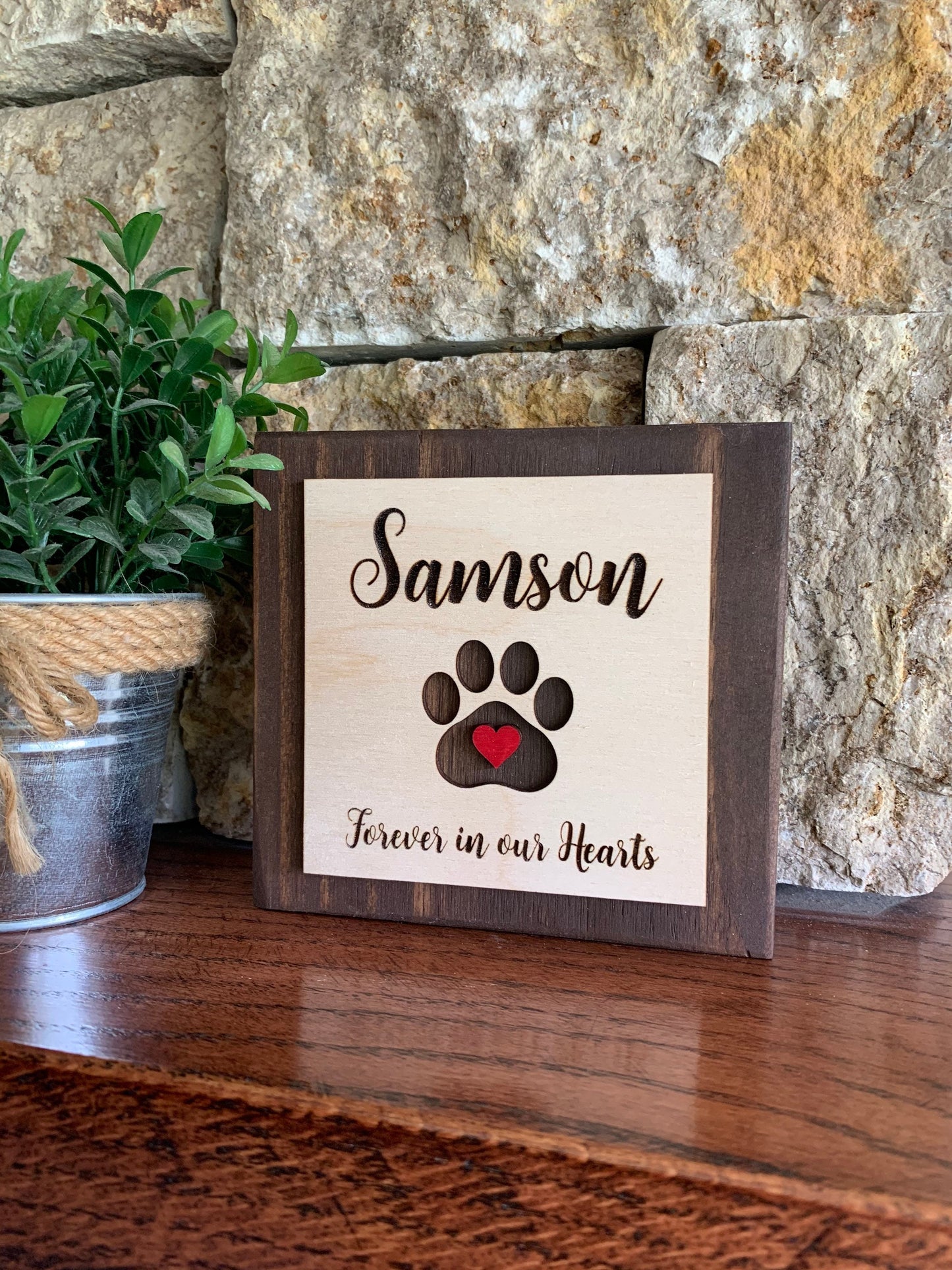 Custom Engraved Pet Memorial Sign, Photo Holder