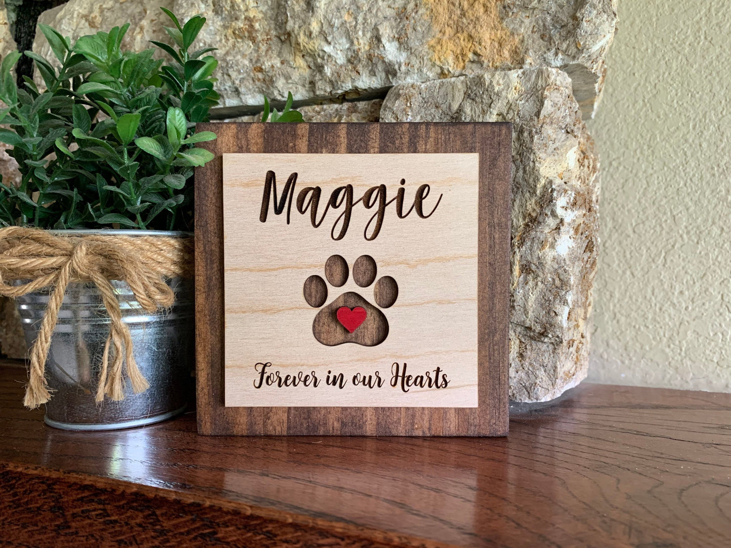 Custom Engraved Pet Memorial Sign, Photo Holder