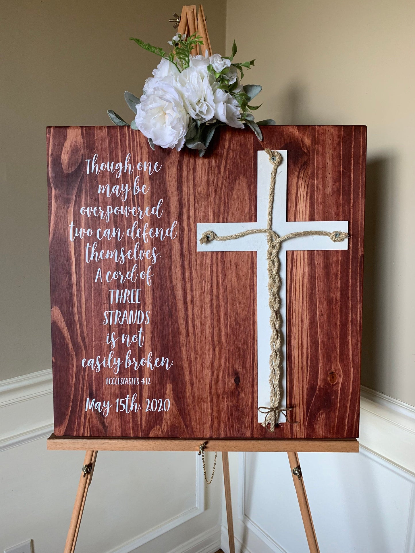 A Cord Of Three Strands Wedding Sign, Ceremony Sign, A Cord of 3 Strands, Ecclesiastes 4:9-12, Wedding Gift, Fall Wedding Decor, Cord Sign