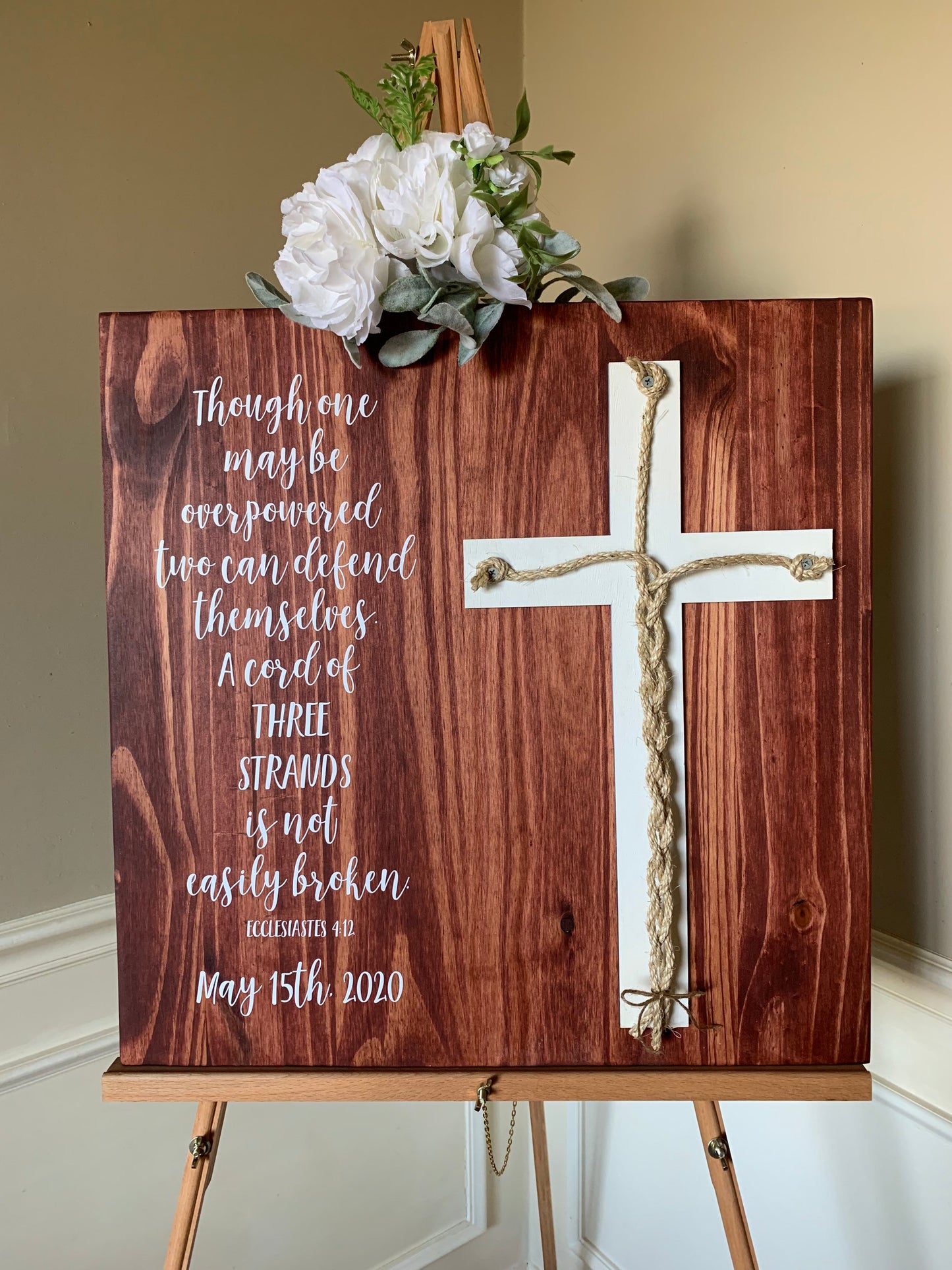 A Cord Of Three Strands Wedding Sign, Ceremony Sign, A Cord of 3 Strands, Ecclesiastes 4:9-12, Wedding Gift, Fall Wedding Decor, Cord Sign