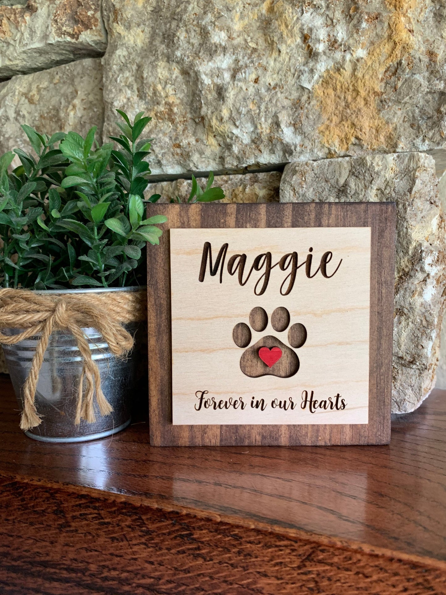 Custom Engraved Pet Memorial Sign, Photo Holder