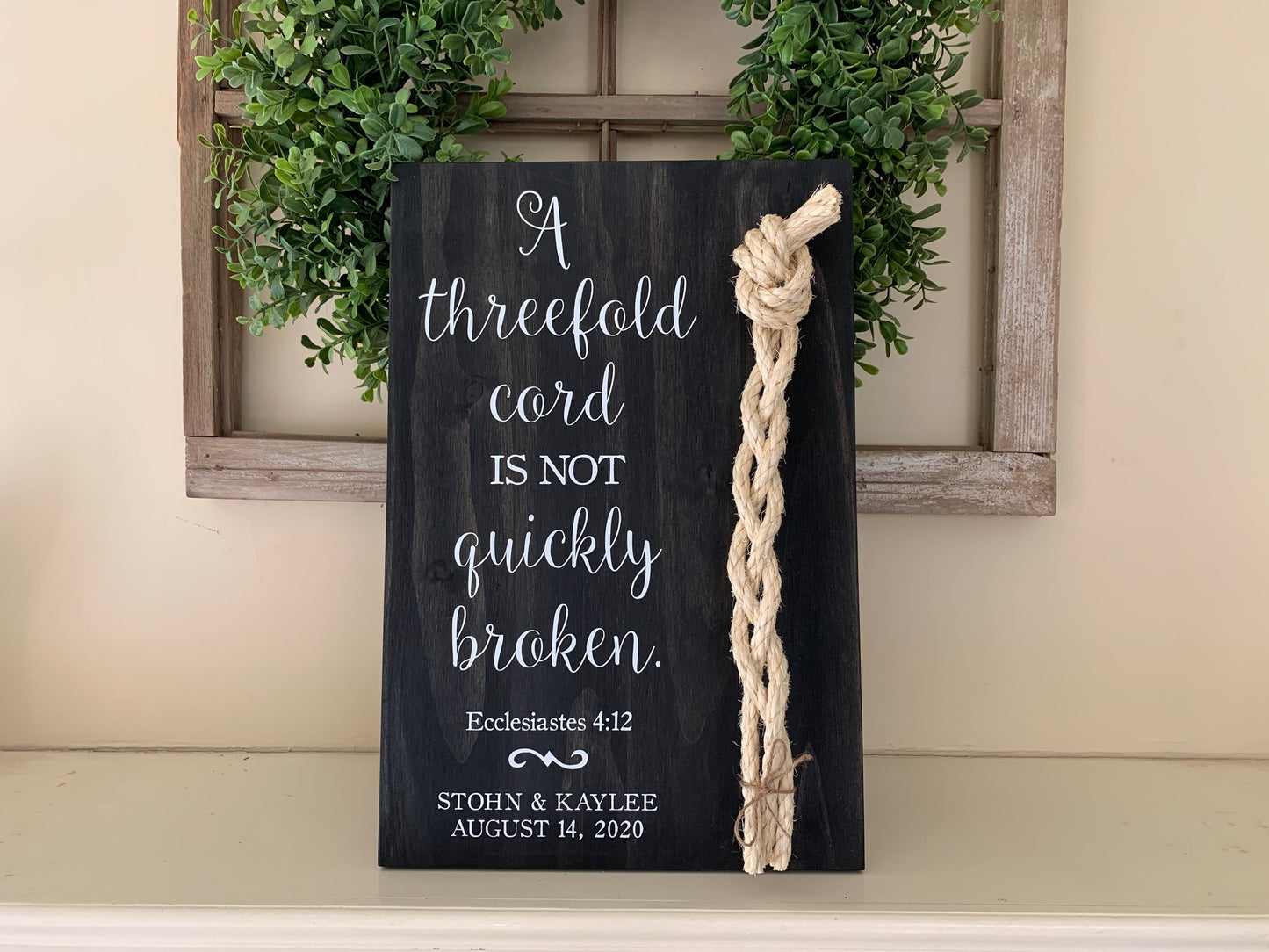 A Cord Of Three Strands Wedding Sign, Ceremony Sign, A threefold cord is not quickly broken, KJV