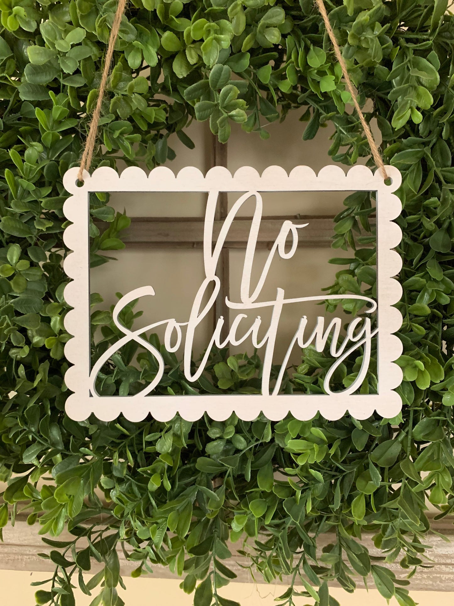 No Soliciting Sign, Wreath Topper, Front Door Sign