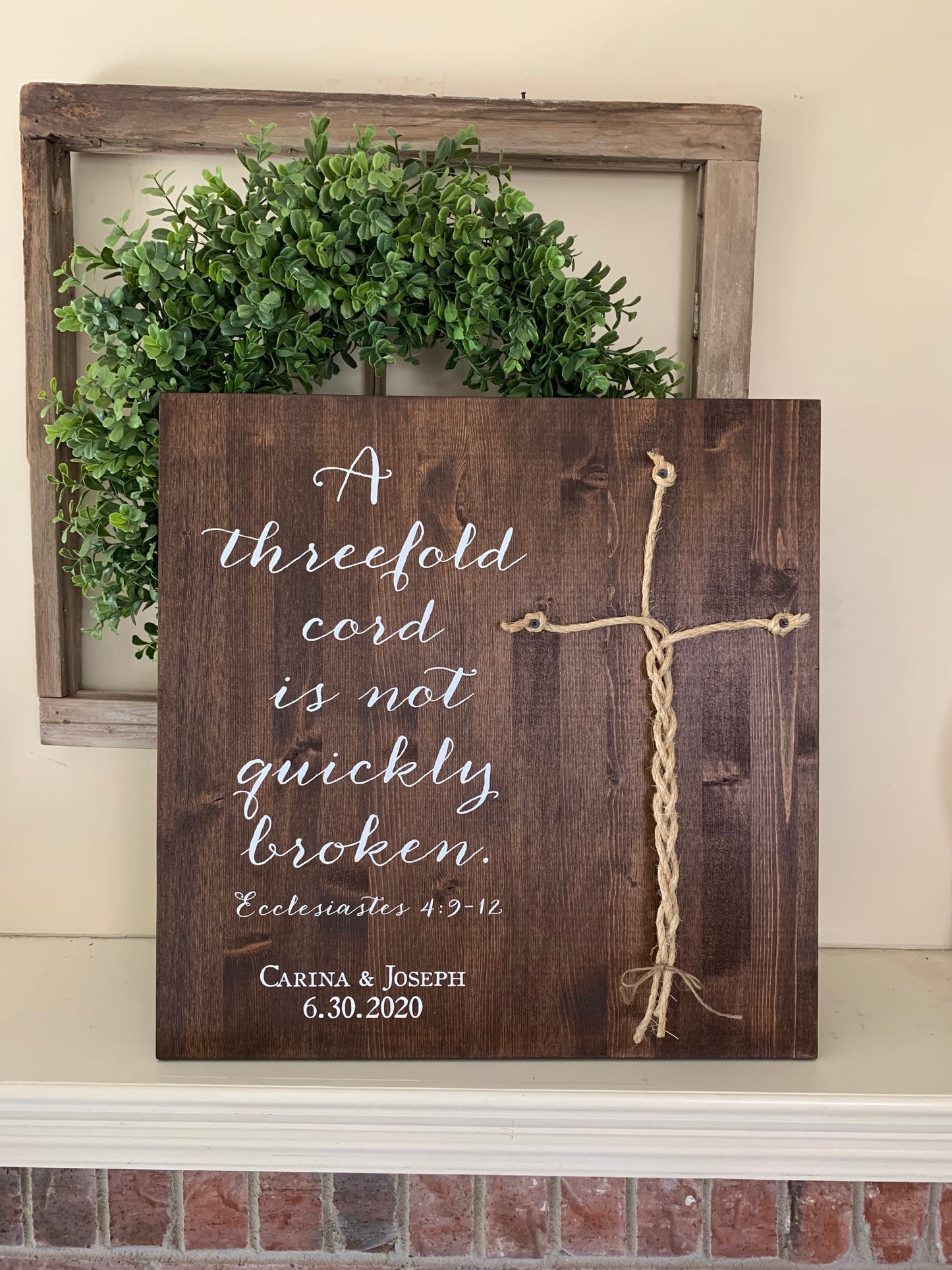 A Cord Of Three Strands Wedding Sign, Ceremony Sign, A Cord of 3 Strands, Ecclesiastes 4:9-12, Wedding Gift, Fall Wedding Decor, Cord Sign