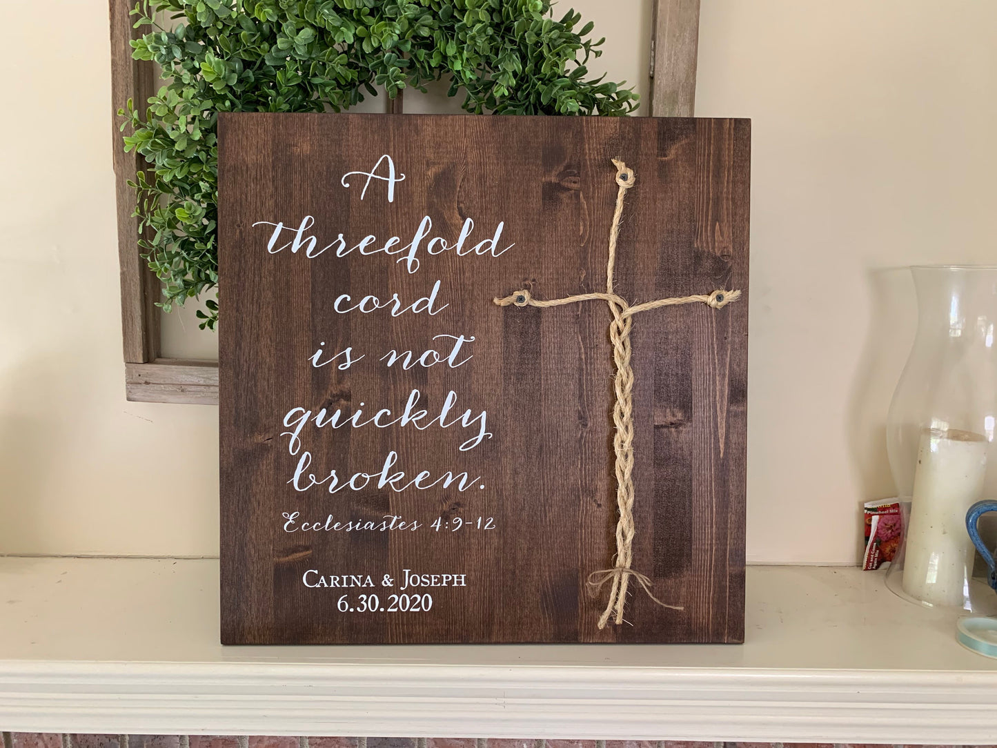 A Cord Of Three Strands Wedding Sign, Ceremony Sign, A Cord of 3 Strands, Ecclesiastes 4:9-12, Wedding Gift, Fall Wedding Decor, Cord Sign