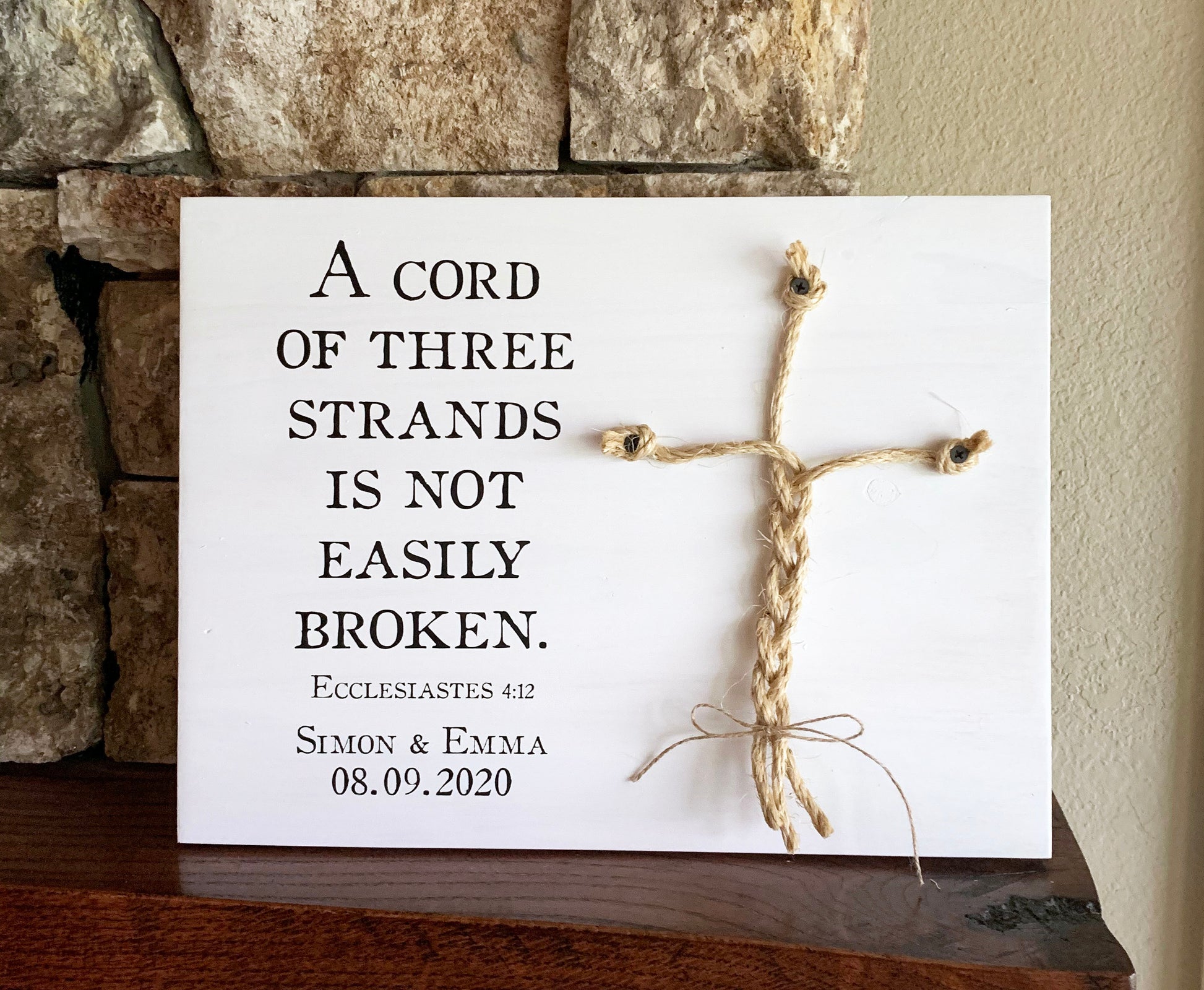 Christian Wedding Gift, A Cord of Three Strands is Not Easily Broken, Personalized Gift for Couple, Anniversary Gift