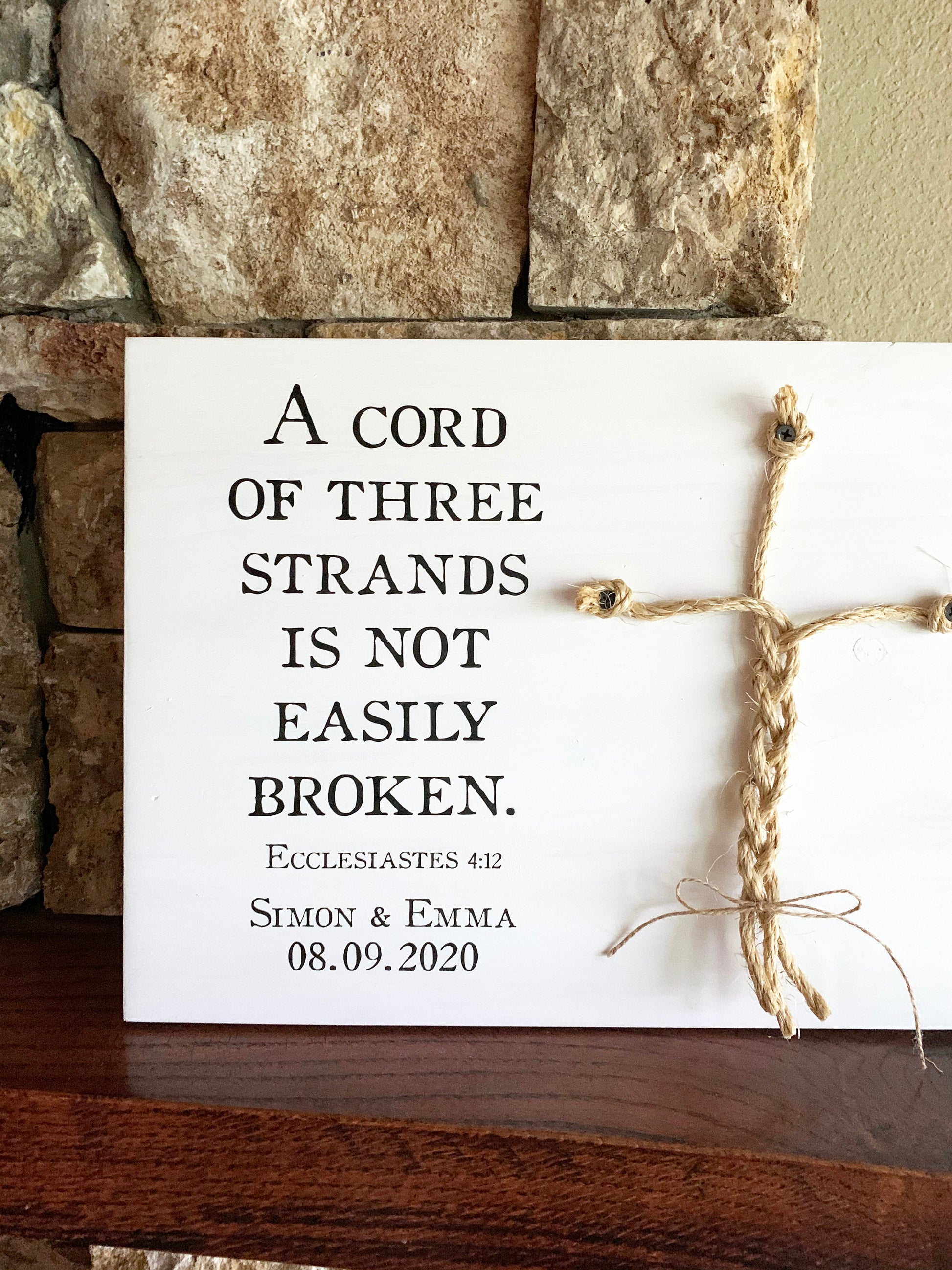 Christian Wedding Gift, A Cord of Three Strands is Not Easily Broken, Personalized Gift for Couple, Anniversary Gift