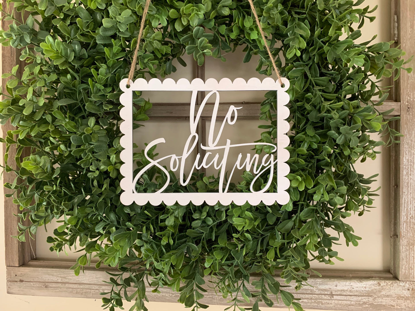 No Soliciting Sign, Wreath Topper, Front Door Sign