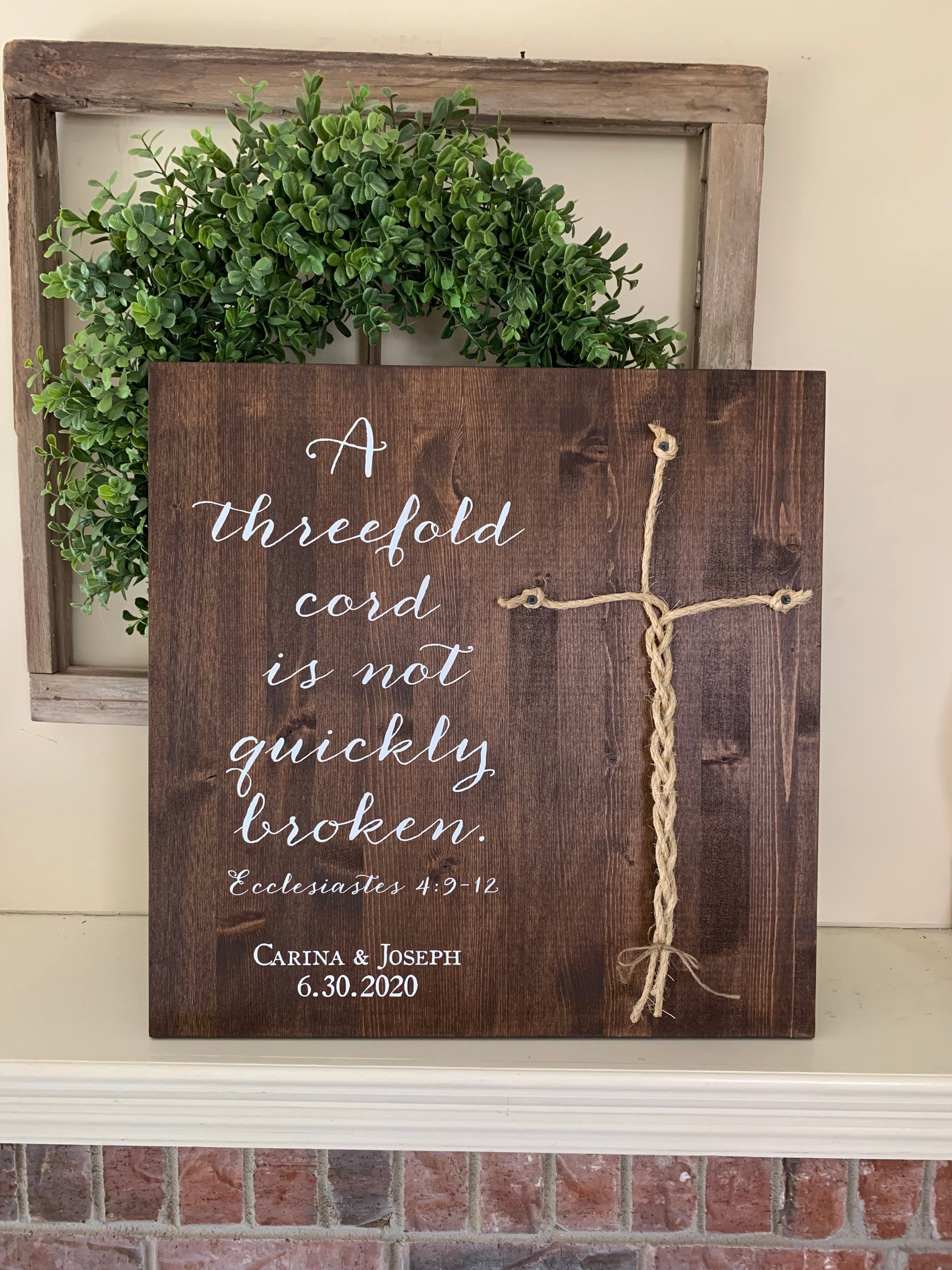 A Cord Of Three Strands Wedding Sign, Ceremony Sign, A Cord of 3 Strands, Ecclesiastes 4:9-12, Wedding Gift, Fall Wedding Decor, Cord Sign